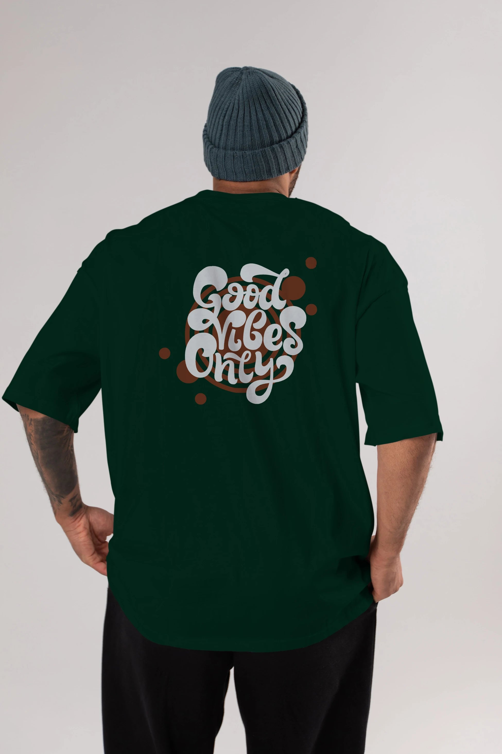 Good Vibes Only Yazılı Arka Baskılı Oversize t-shirt Erkek Kadın Unisex