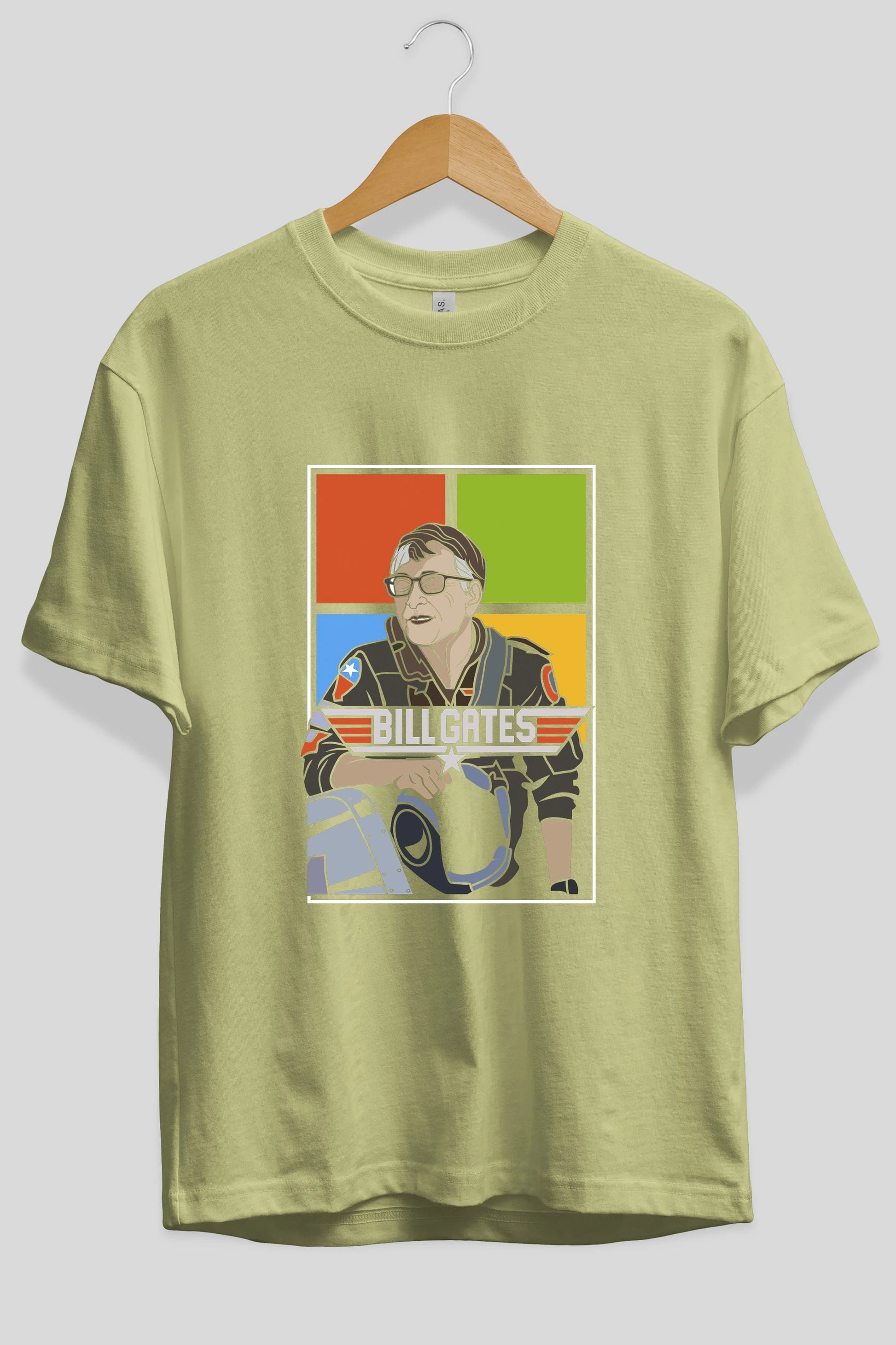 Bill Gates Top Gun Ön Baskılı Oversize t-shirt Erkek Kadın Unisex %100 Pamuk tişort