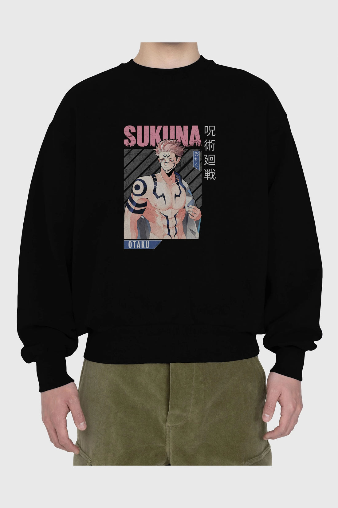 Sukuna Ryoumen 1 Anime Ön Baskılı Oversize Sweatshirt Erkek Kadın Unisex