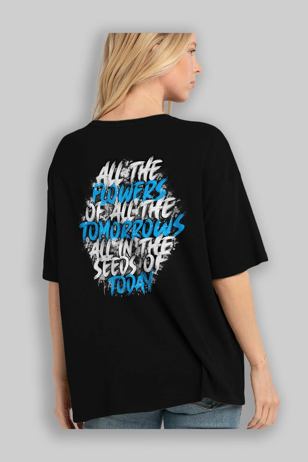 All The Flowers Arka Baskılı Oversize t-shirt Erkek Kadın Unisex