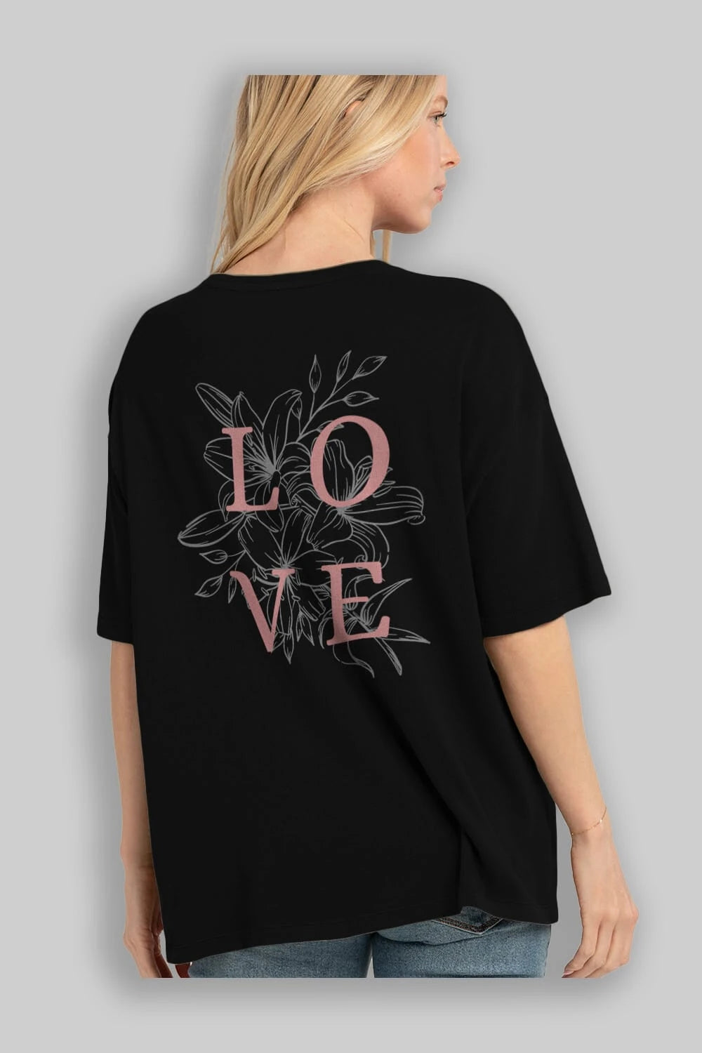 Love Yazılı Arka Baskılı Oversize t-shirt Erkek Kadın Unisex