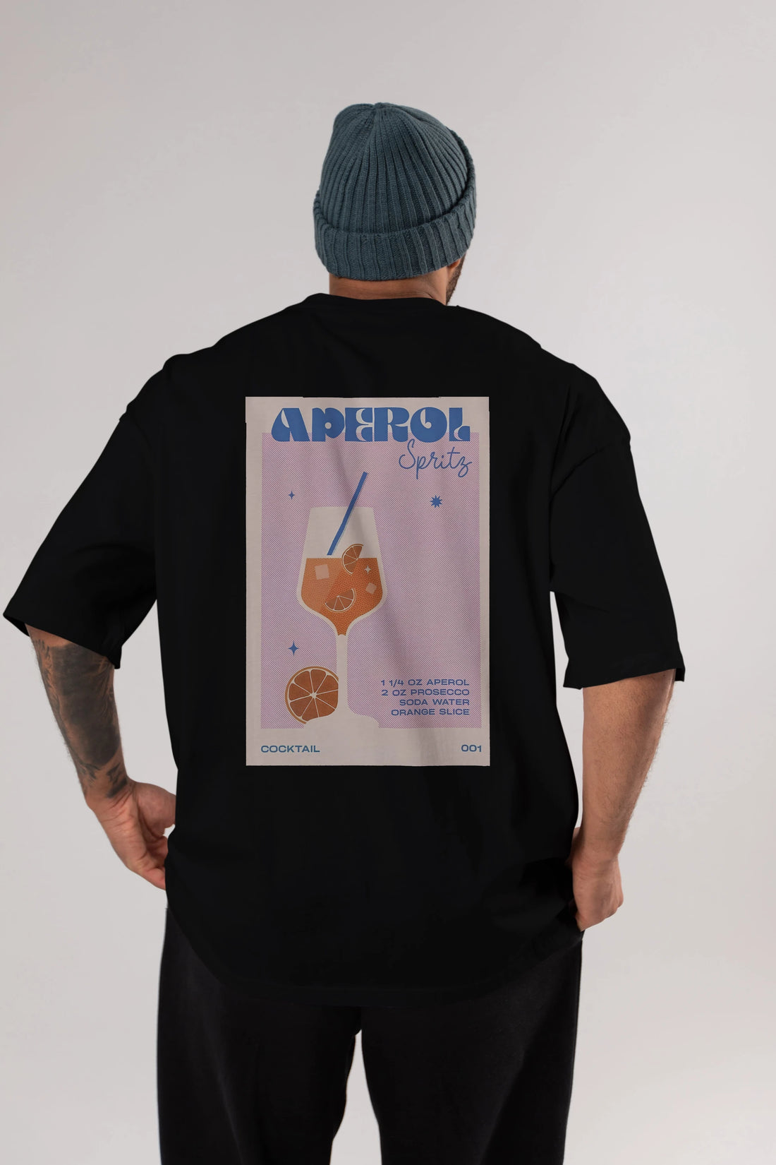 Aperol Spritz Arka Baskılı Oversize t-shirt Erkek Kadın Unisex %100 Pamuk Bisiklet Yaka tişort