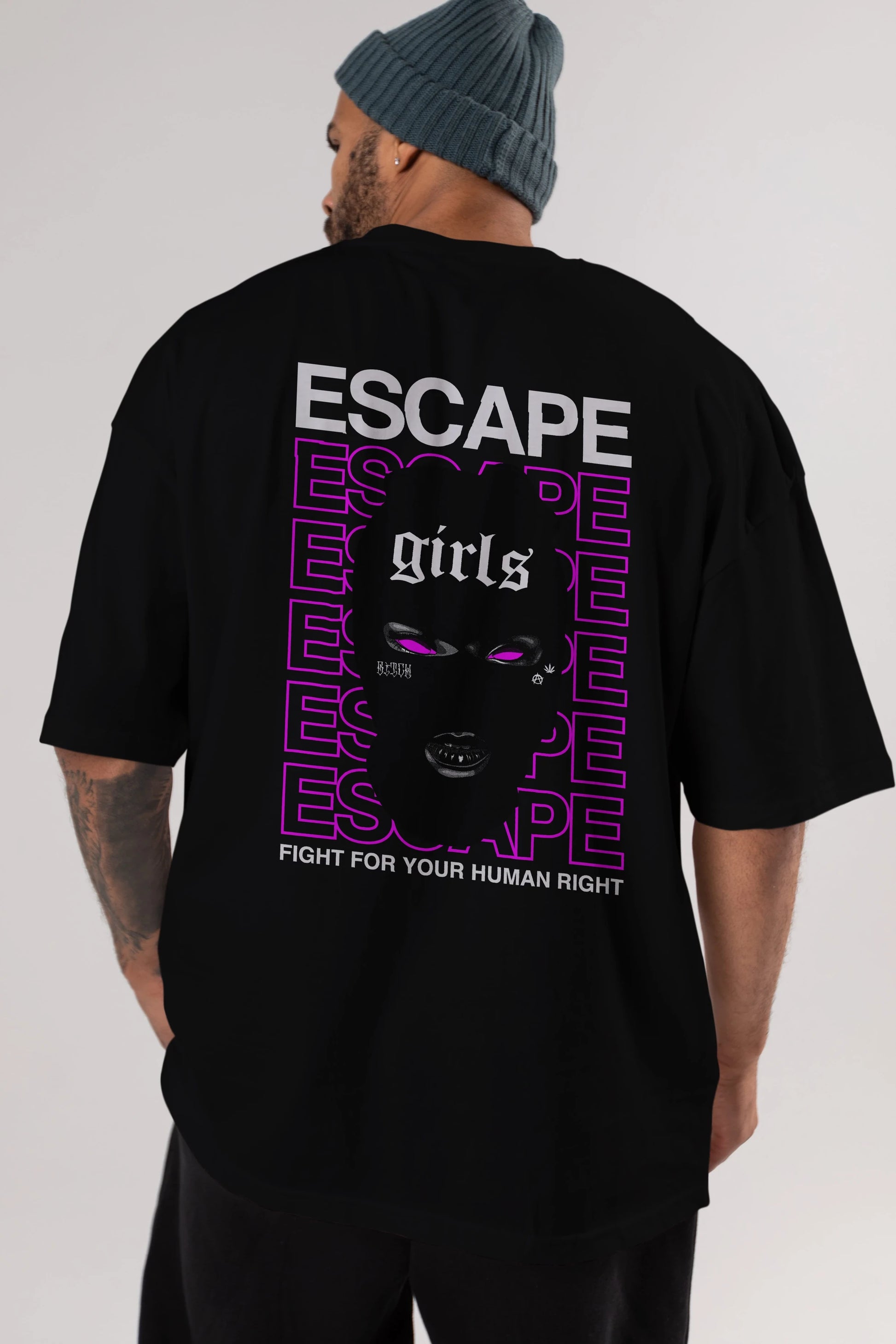 Escape Girl Arka Baskılı Oversize t-shirt Erkek Kadın Unisex