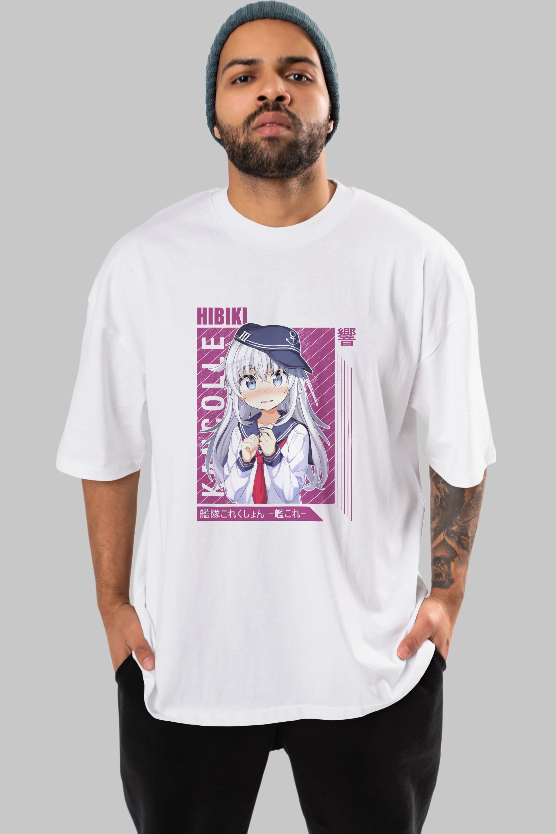 Hibiki 4 Anime Ön Baskılı Oversize t-shirt %100 pamuk Erkek Kadın Unisex
