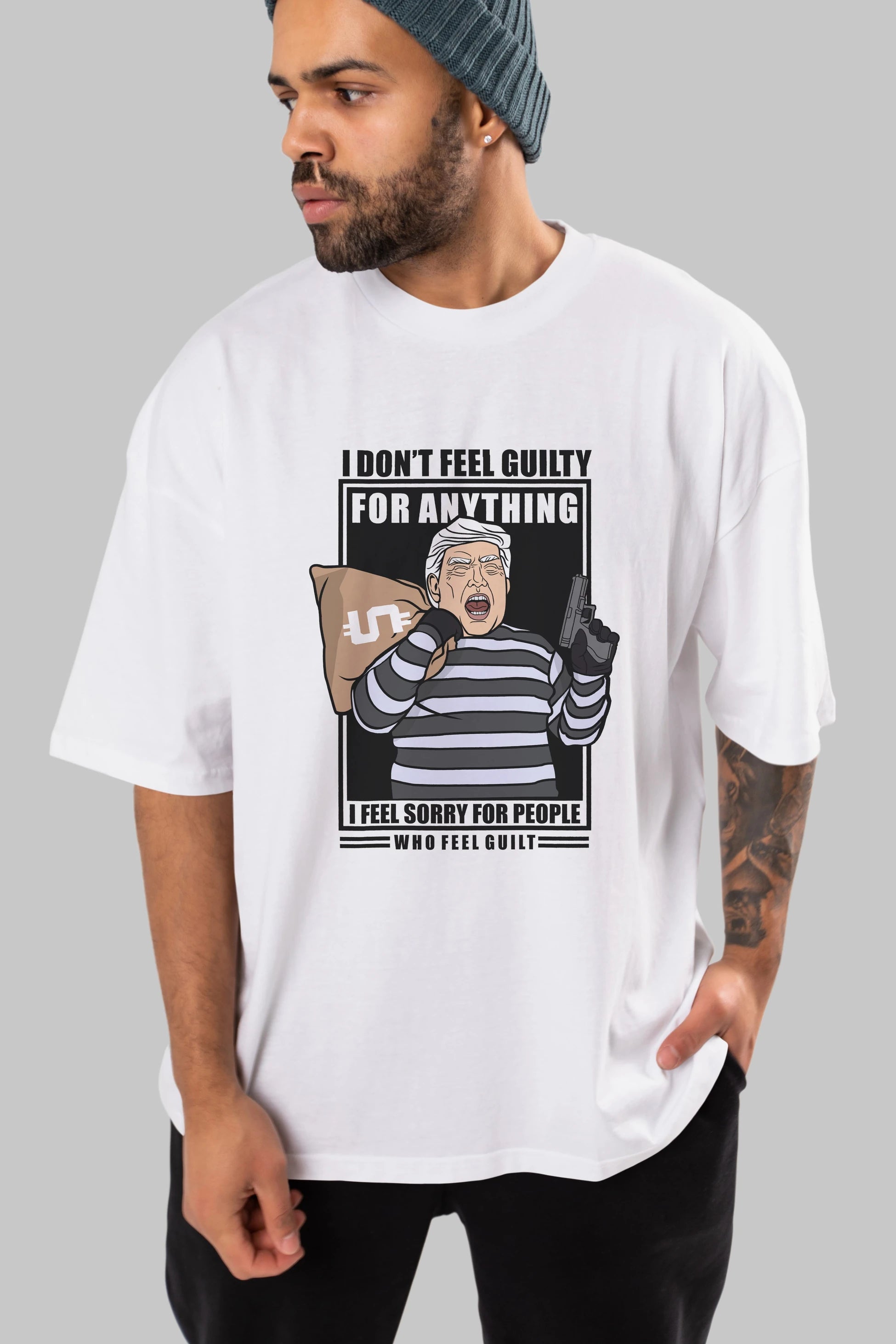 Criminal Trump Ön Baskılı Oversize t-shirt Erkek Kadın Unisex %100 Pamuk tişort
