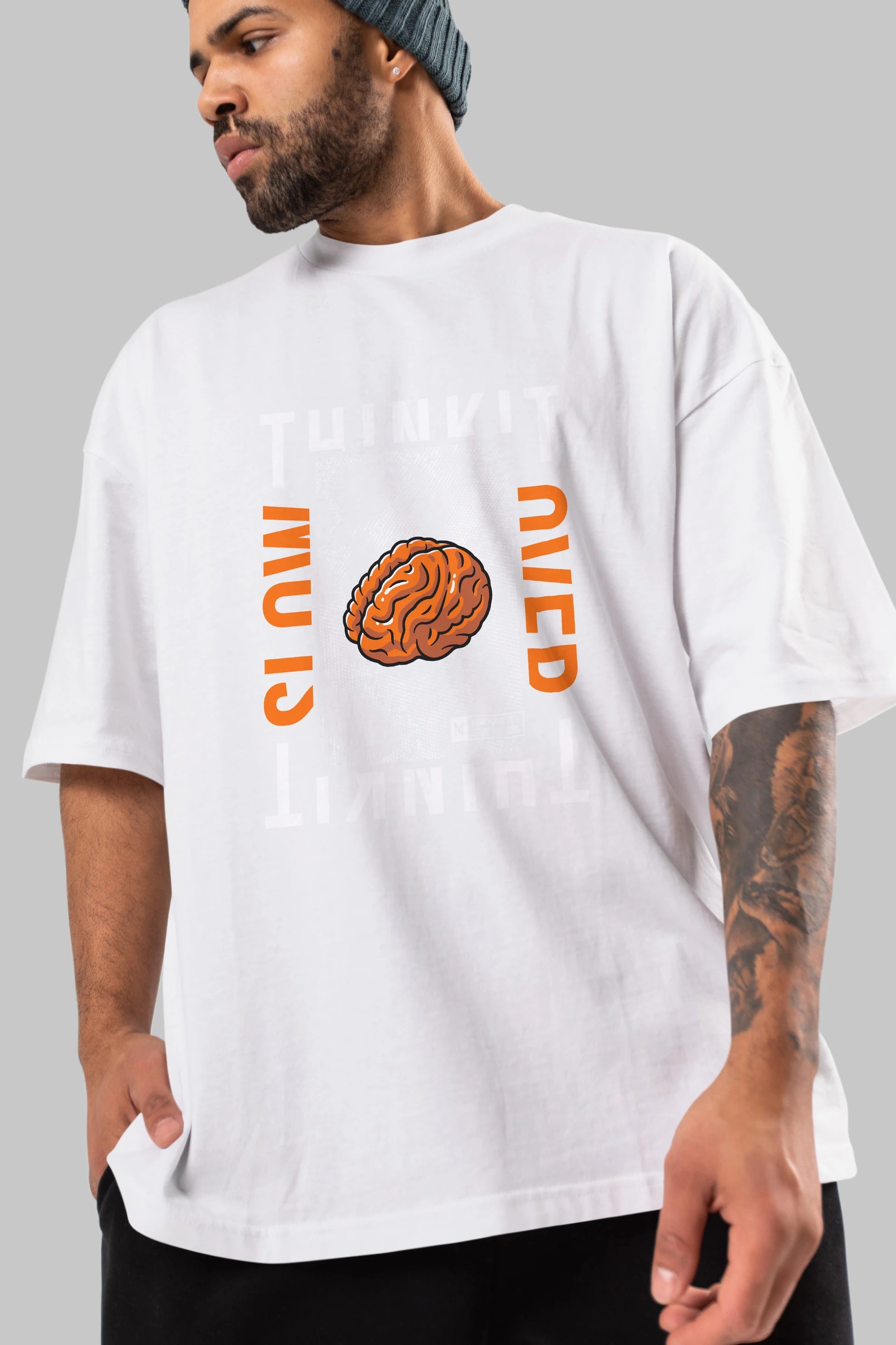 Think it Ön Baskılı Oversize t-shirt Erkek Kadın Unisex