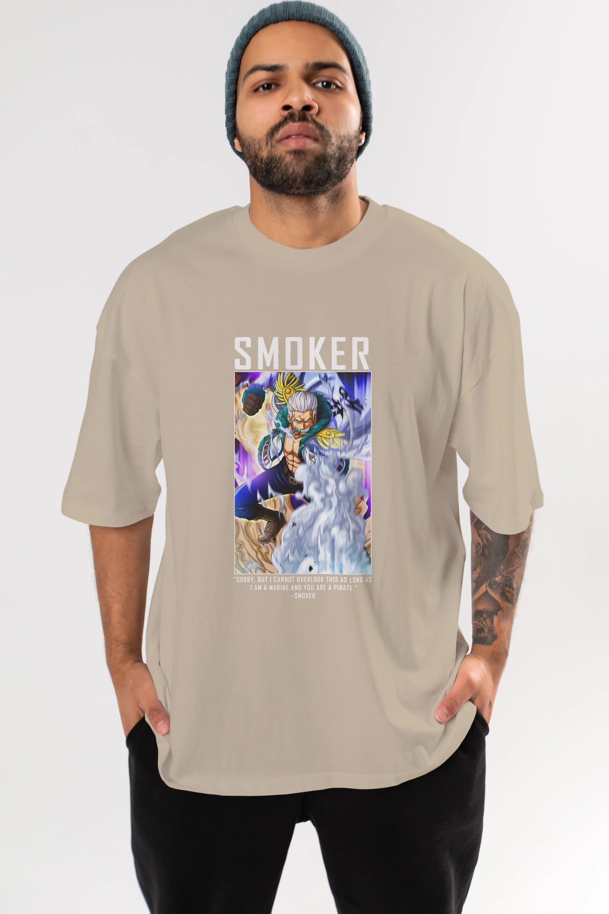 Smoker Anime Ön Baskılı Oversize t-shirt Erkek Kadın Unisex