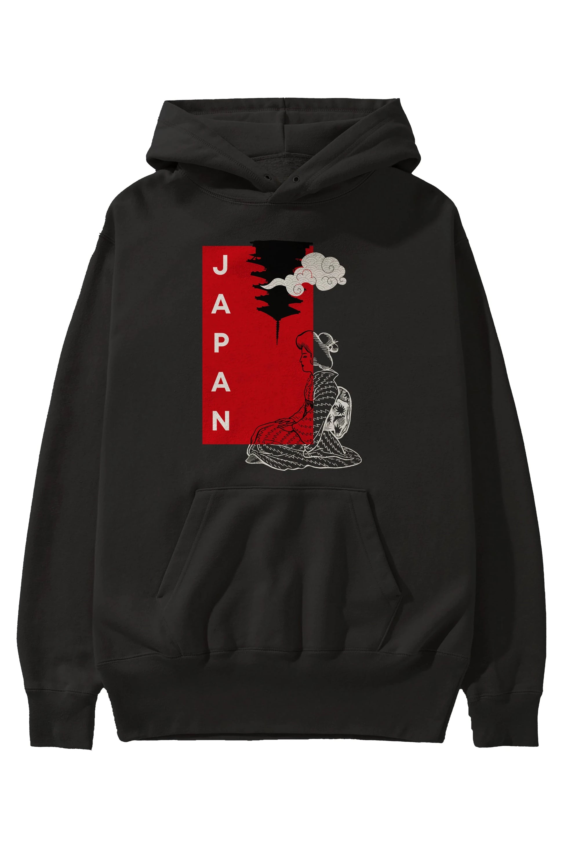 Japan Yazılı Streetwear Ön Baskılı Oversize Hoodie Kapüşonlu Sweatshirt Erkek Kadın Unisex