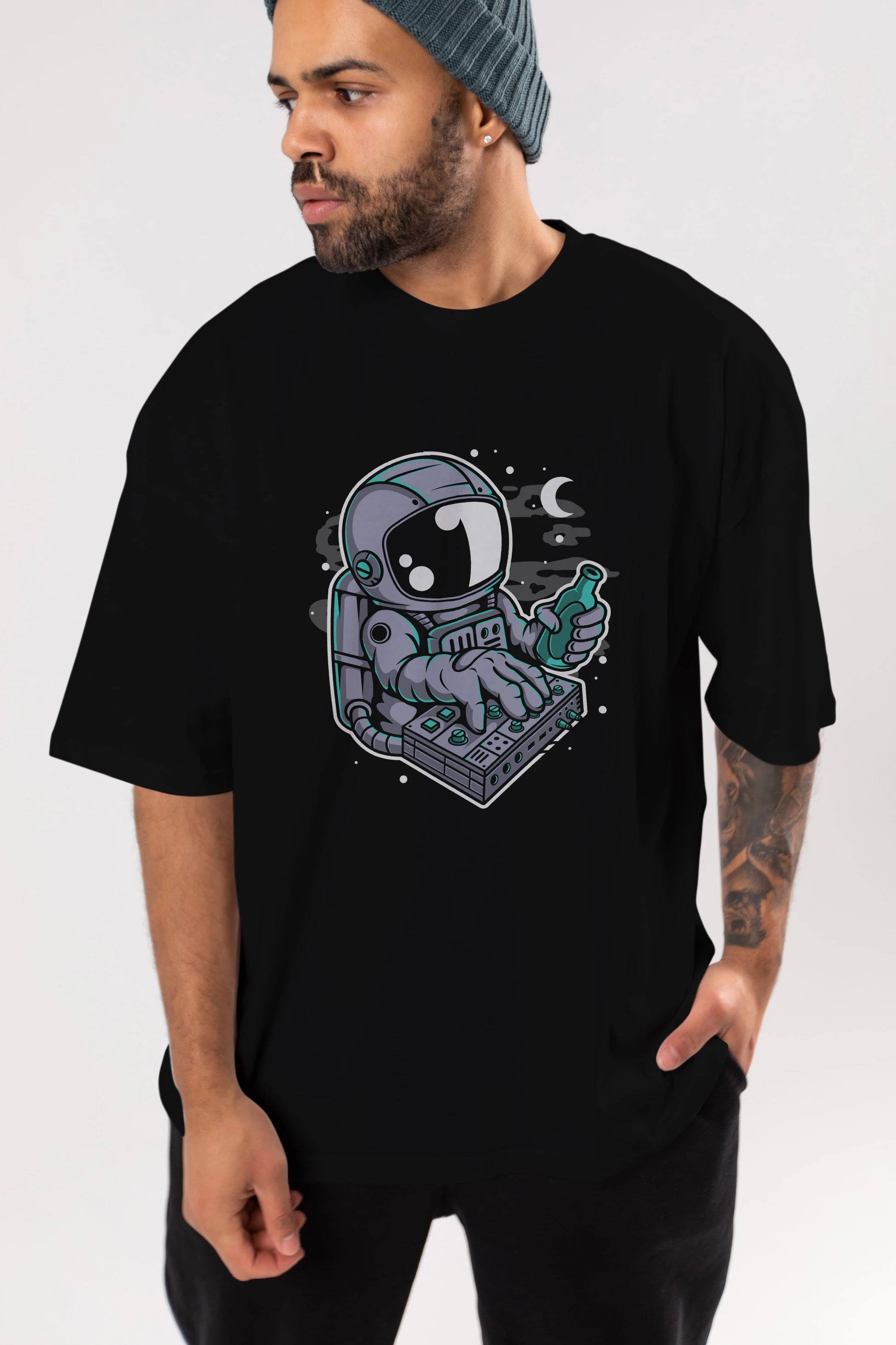 Astronaut Synth Ön Baskılı Oversize t-shirt Erkek Kadın Unisex
