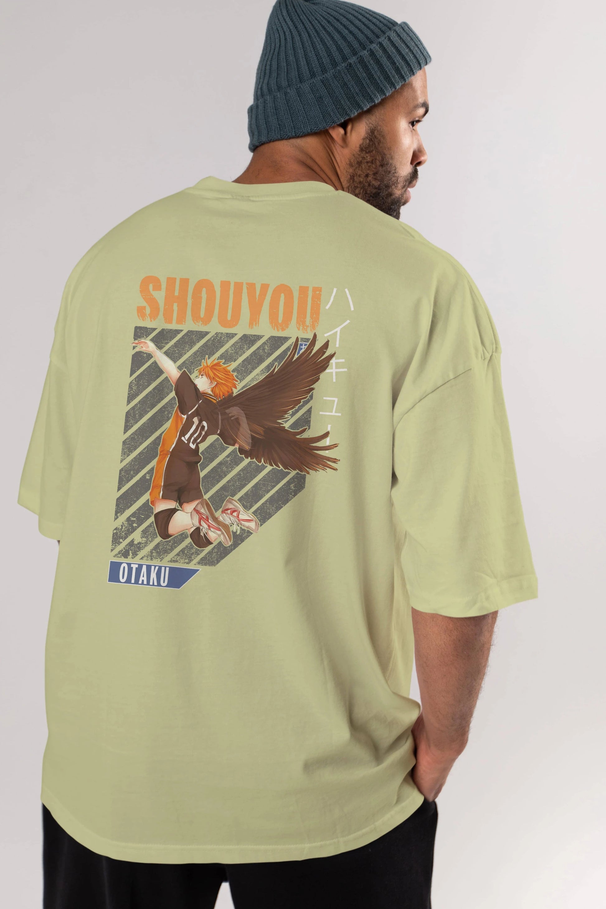 Shouyou Hinata 10 Anime Arka Baskılı Oversize t-shirt Erkek Kadın Unisex