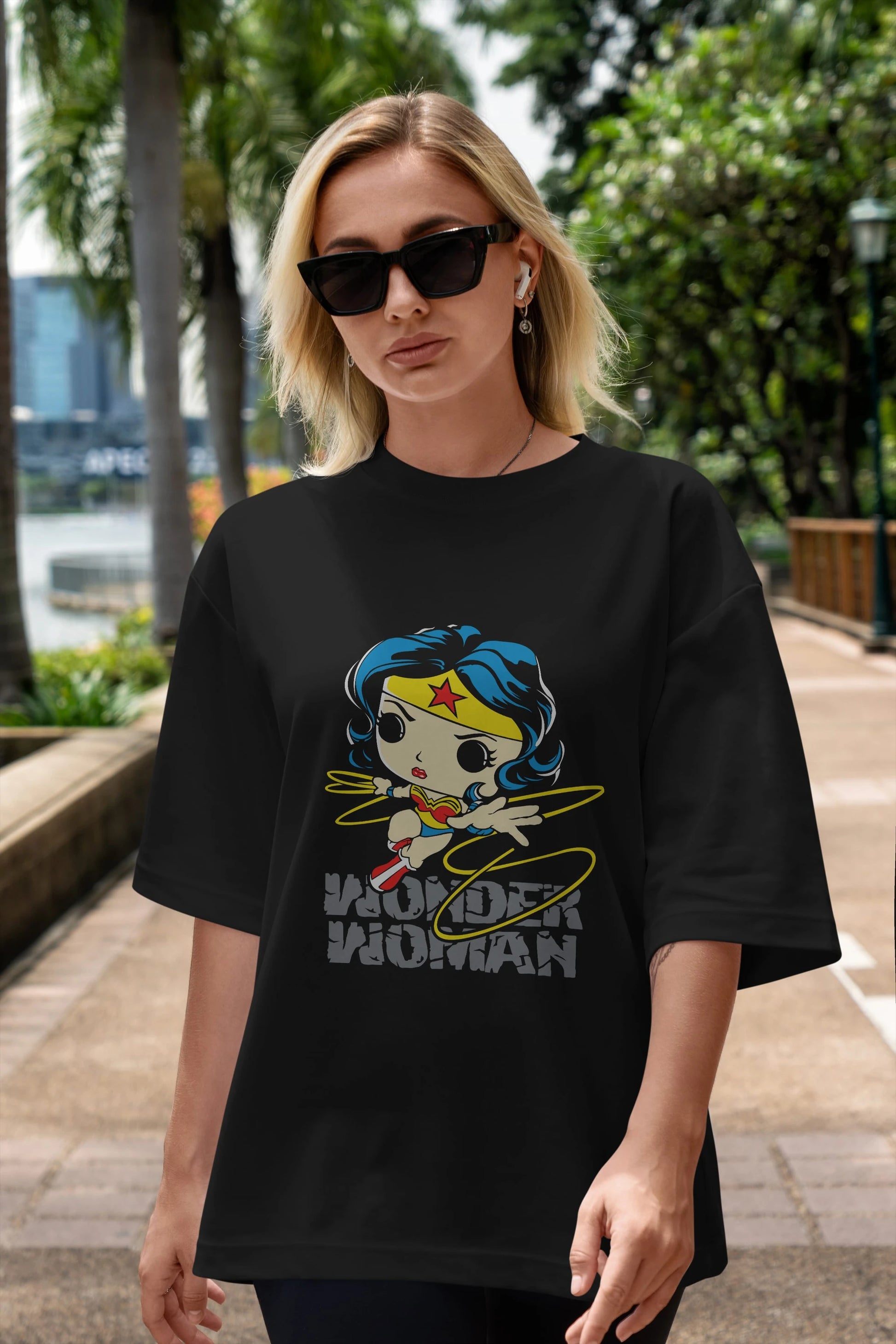 Wonder Woman Ön Baskılı Oversize t-shirt Erkek Kadın Unisex %100 Pamuk Bisiklet Yaka tişort