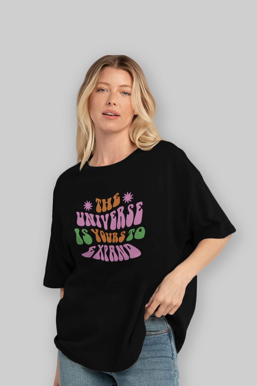 The Universe is Yours Yazılı Ön Baskılı Oversize t-shirt Erkek Kadın Unisex