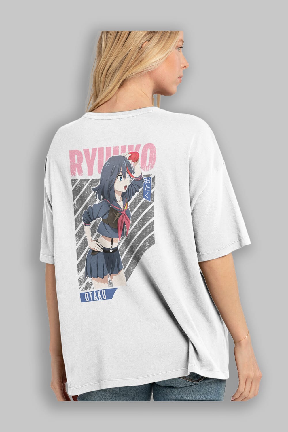 Ryuuko Matoi 6 Anime Arka Baskılı Oversize t-shirt Erkek Kadın Unisex