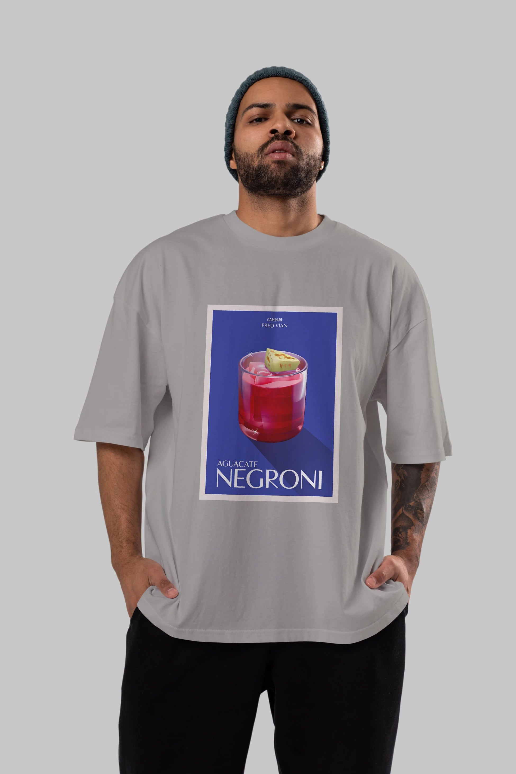 Aguacate Negroni Ön Baskılı Oversize t-shirt Erkek Kadın Unisex %100 Pamuk Bisiklet Yaka tişort
