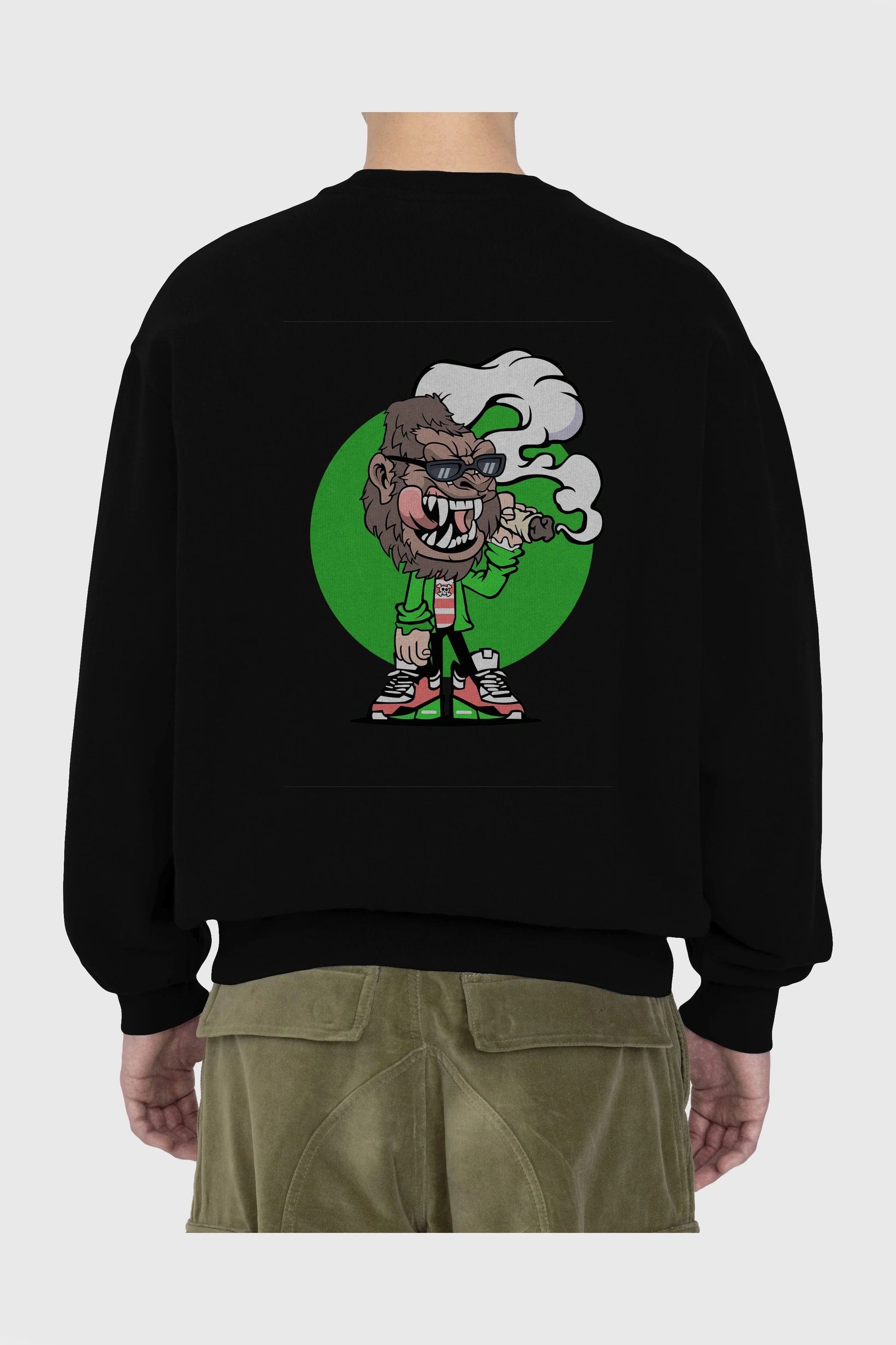 Gorilla Smoker Arka Baskılı Oversize Sweatshirt Erkek Kadın Unisex