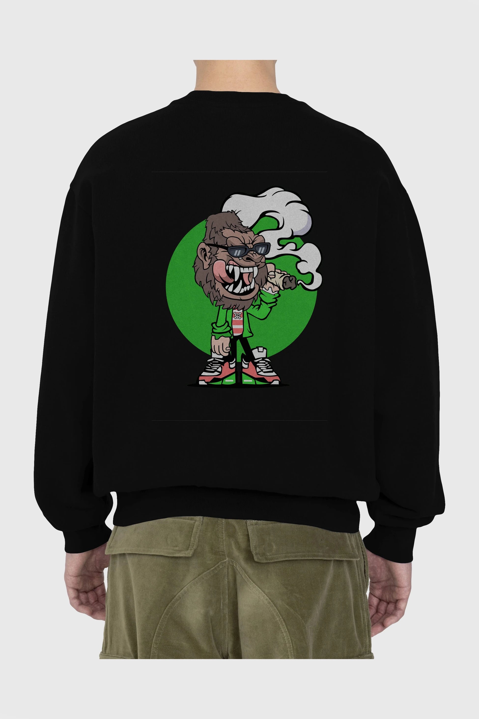 Gorilla Smoker Arka Baskılı Oversize Sweatshirt Erkek Kadın Unisex