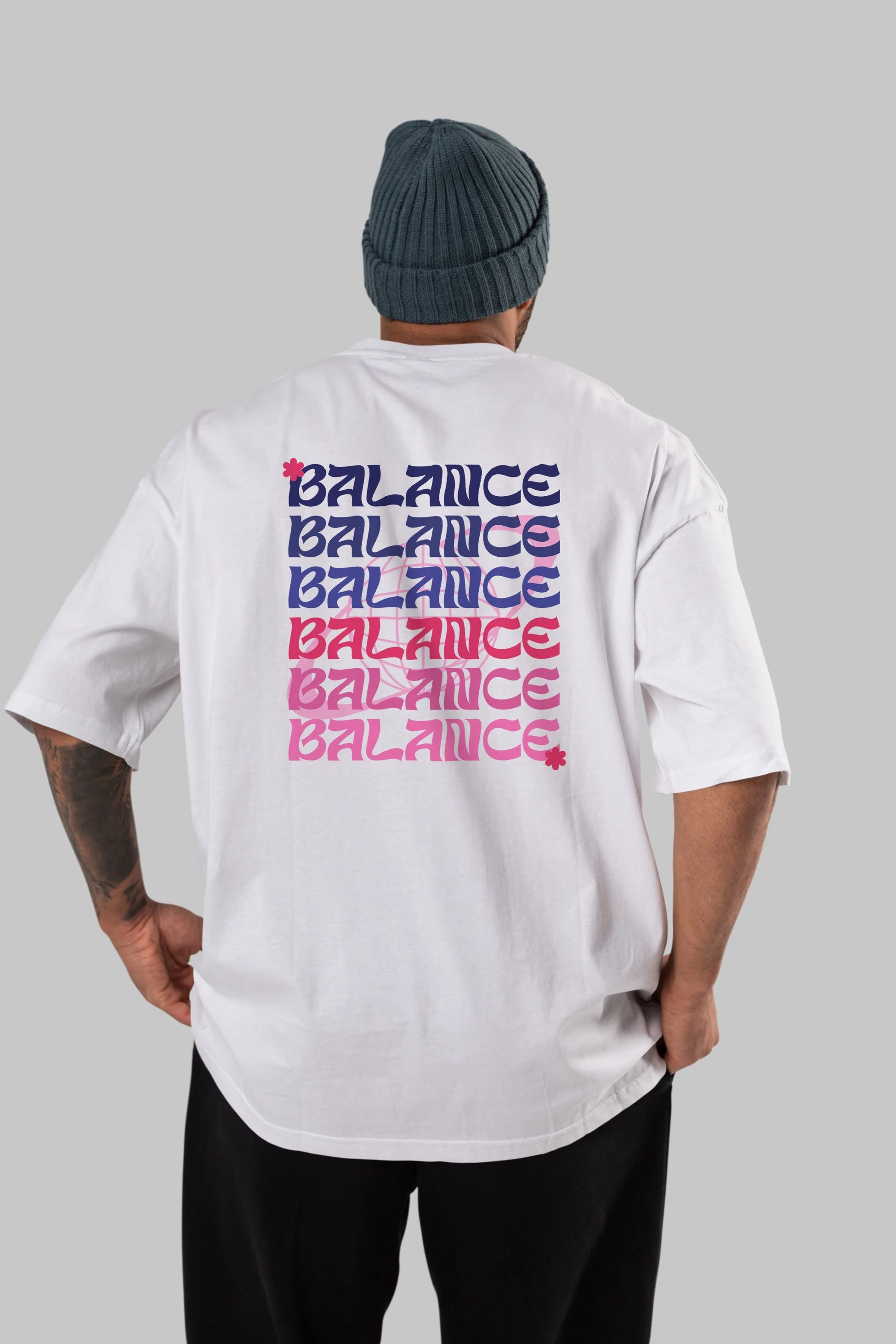 Balance Yazılı Arka Baskılı Oversize t-shirt Erkek Kadın Unisex