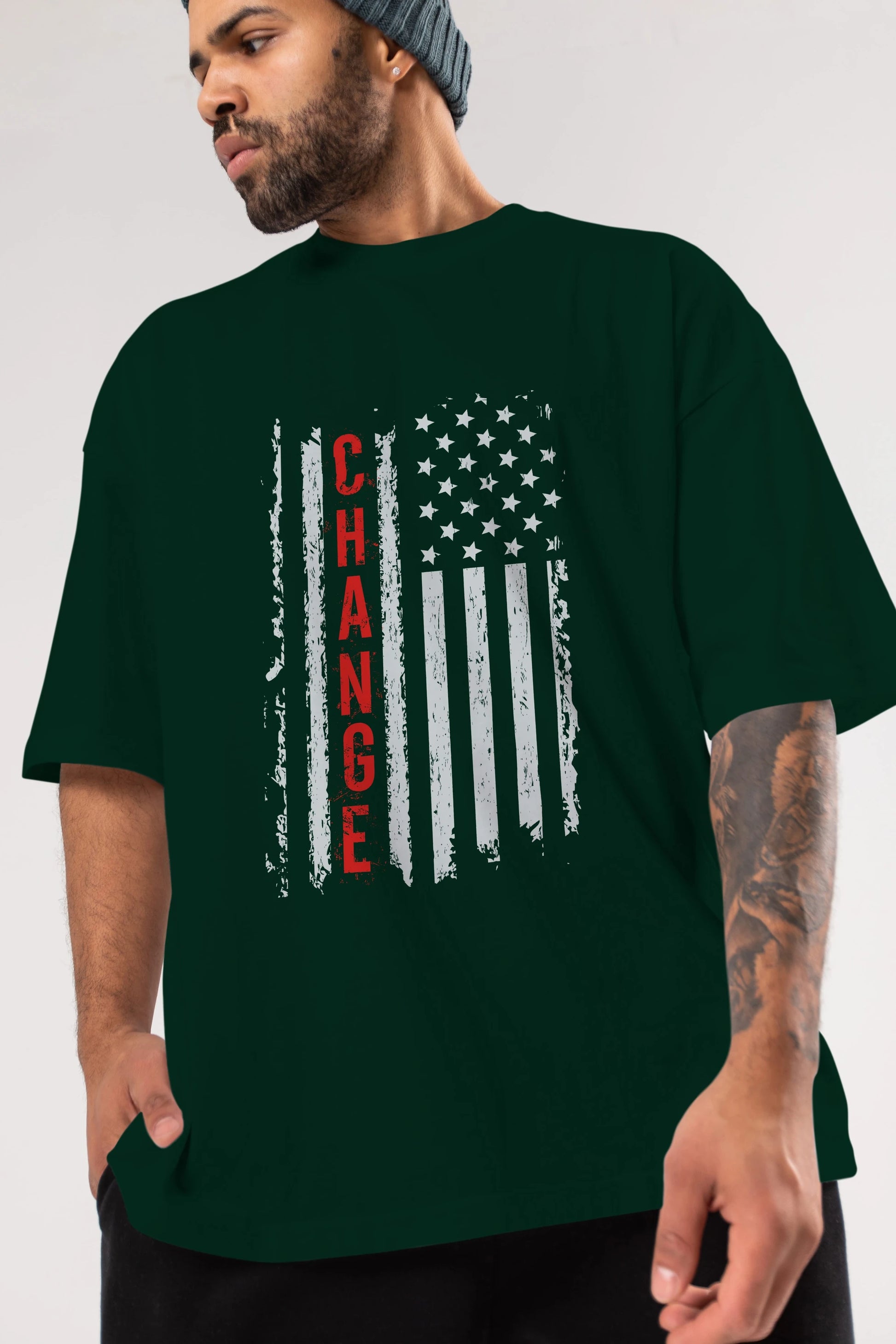 Change Ön Baskılı Oversize t-shirt Erkek Kadın Unisex