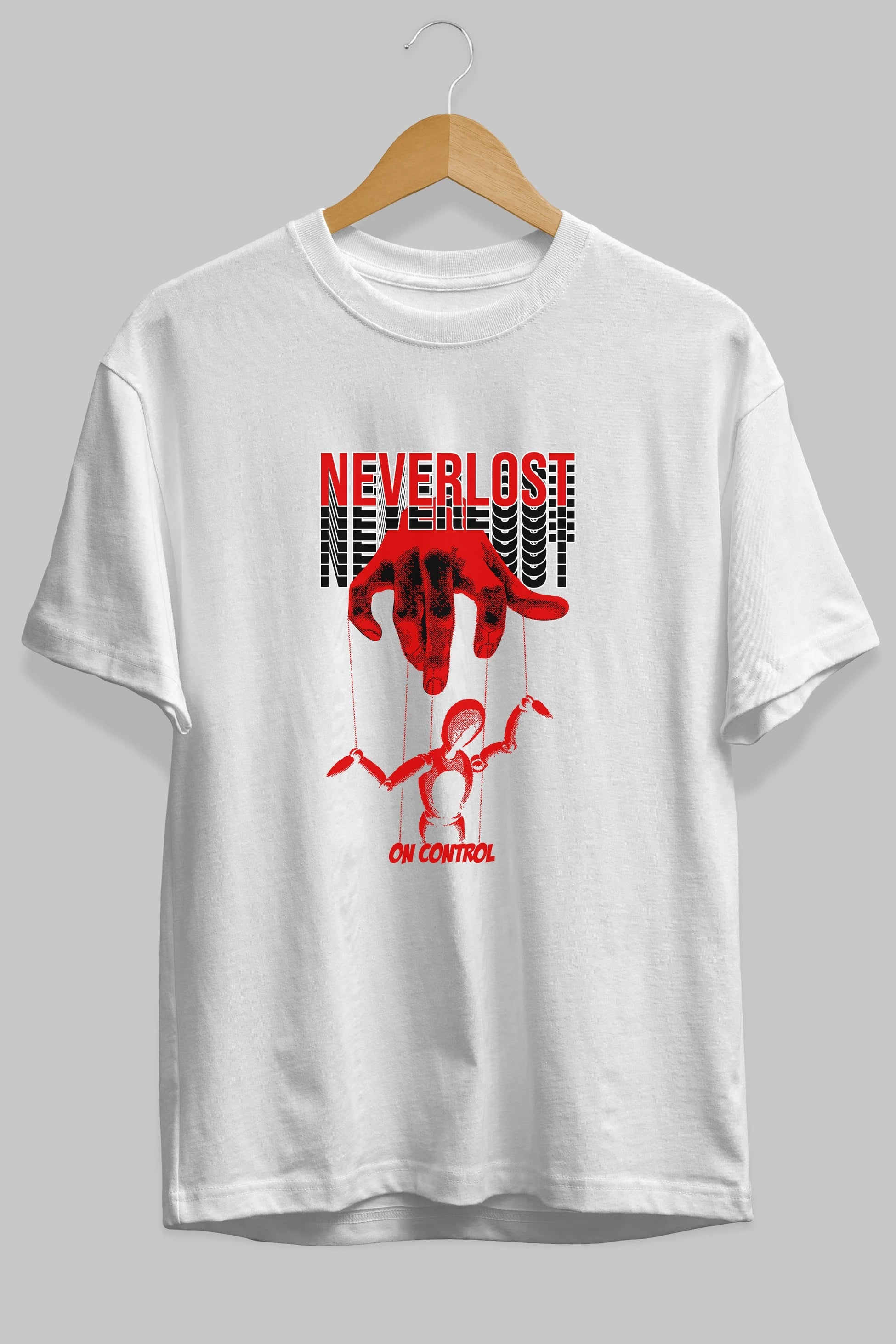 Neverlost on Control Ön Baskılı Oversize t-shirt Erkek Kadın Unisex