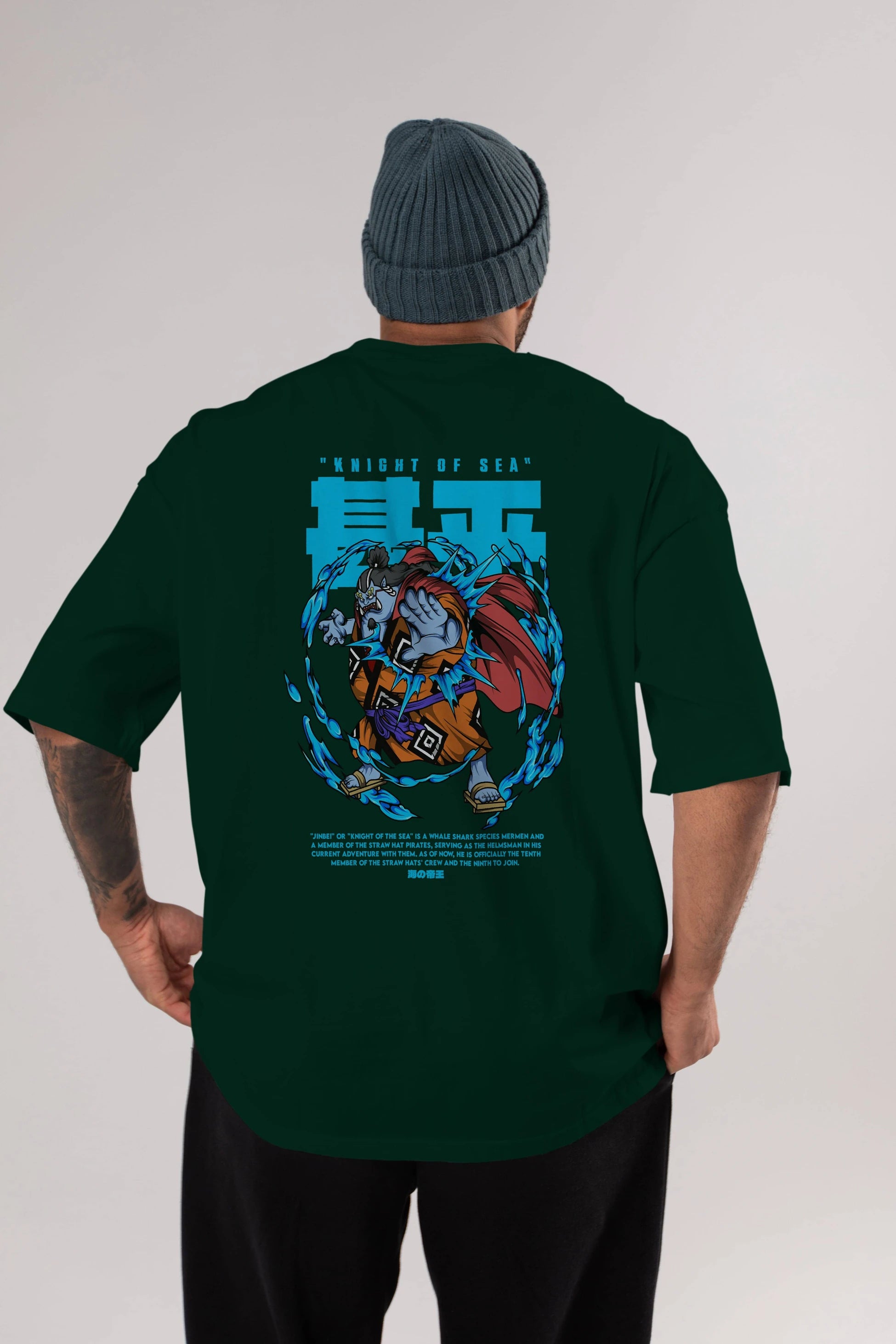Jinbei Anime Arka Baskılı Oversize t-shirt Erkek Kadın Unisex
