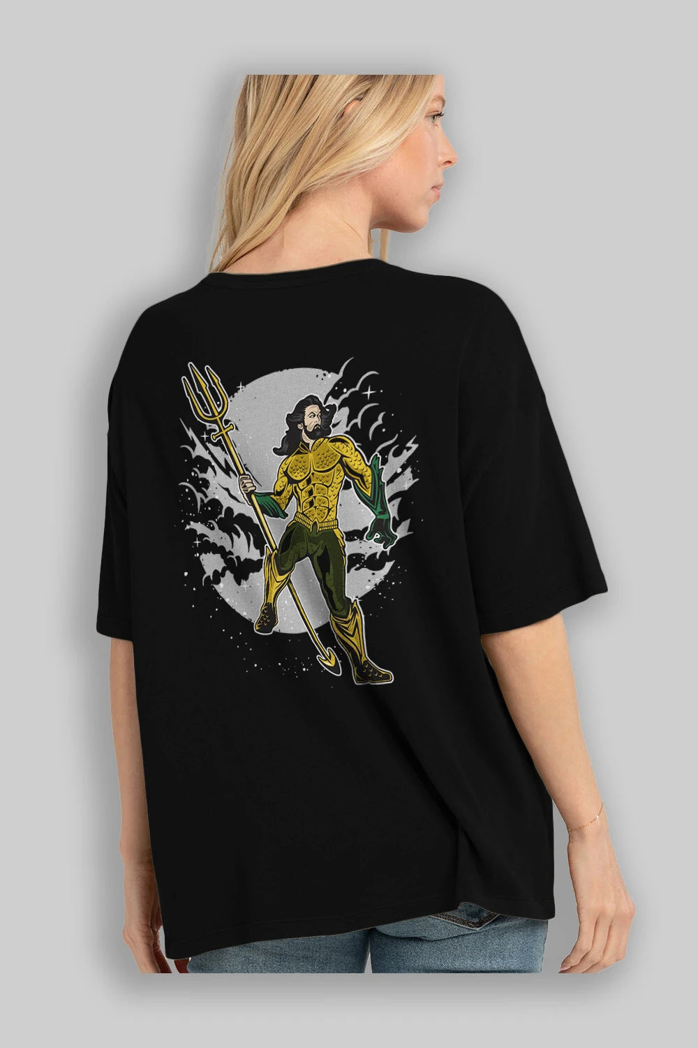AQUAMAN Arka Baskılı Oversize t-shirt Erkek Kadın Unisex %100 Pamuk