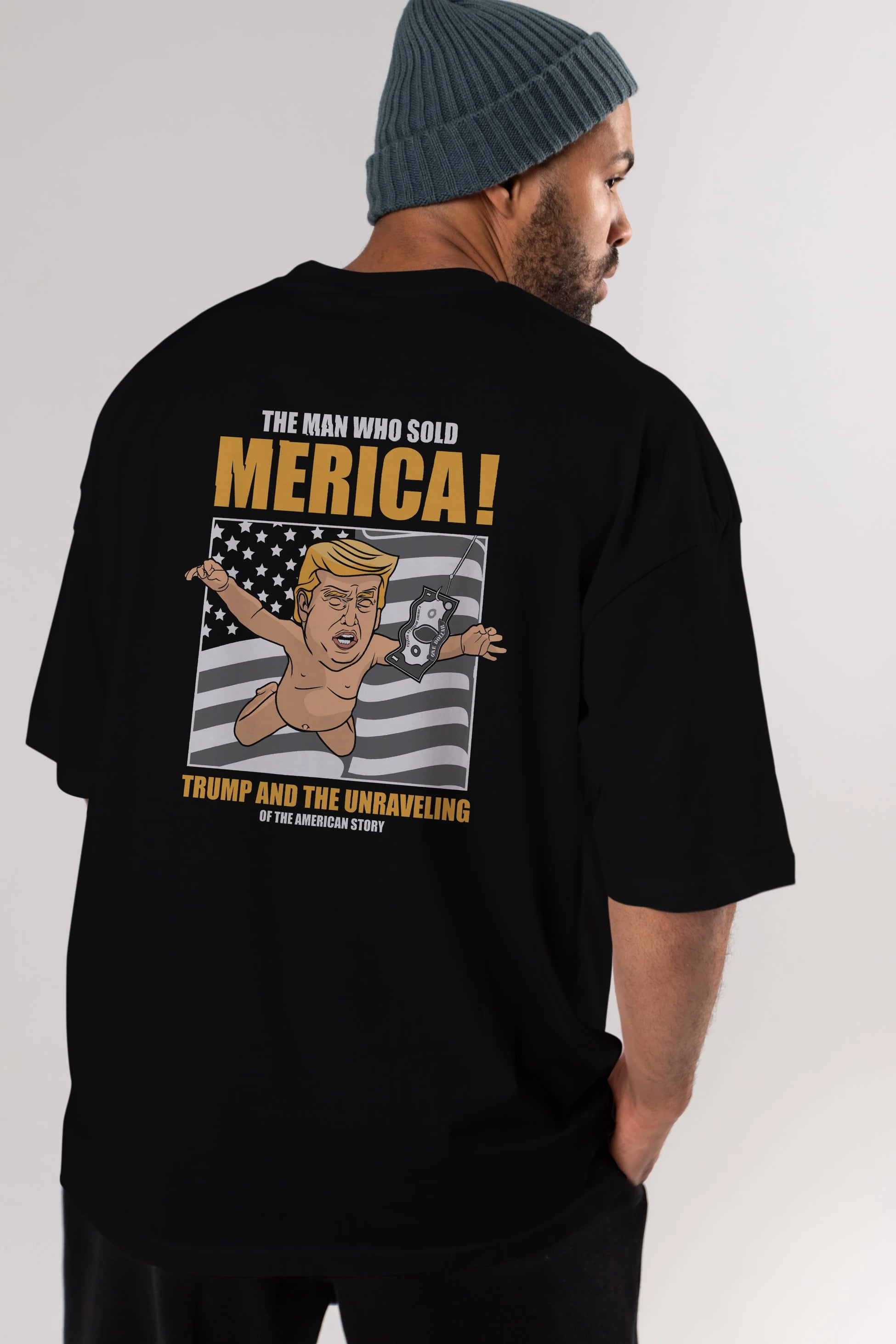 Trump Nirvana Arka Baskılı Oversize t-shirt Erkek Kadın Unisex %100 Pamuk tişort