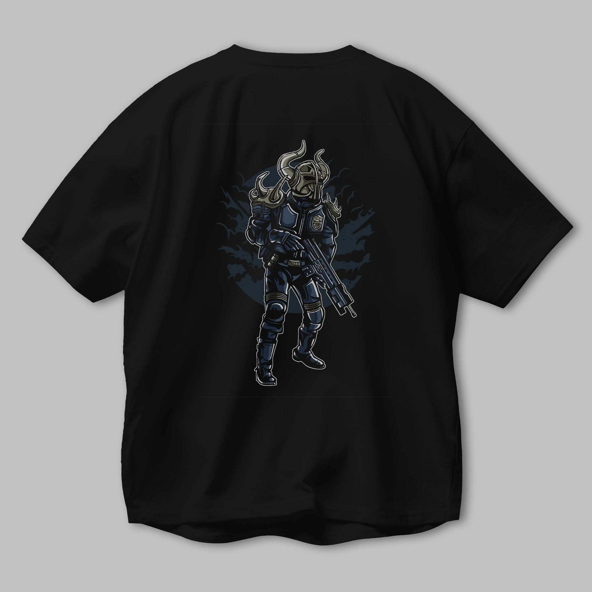 Viking Soldier Arka Baskılı Oversize t-shirt Erkek Kadın Unisex %100 Pamuk
