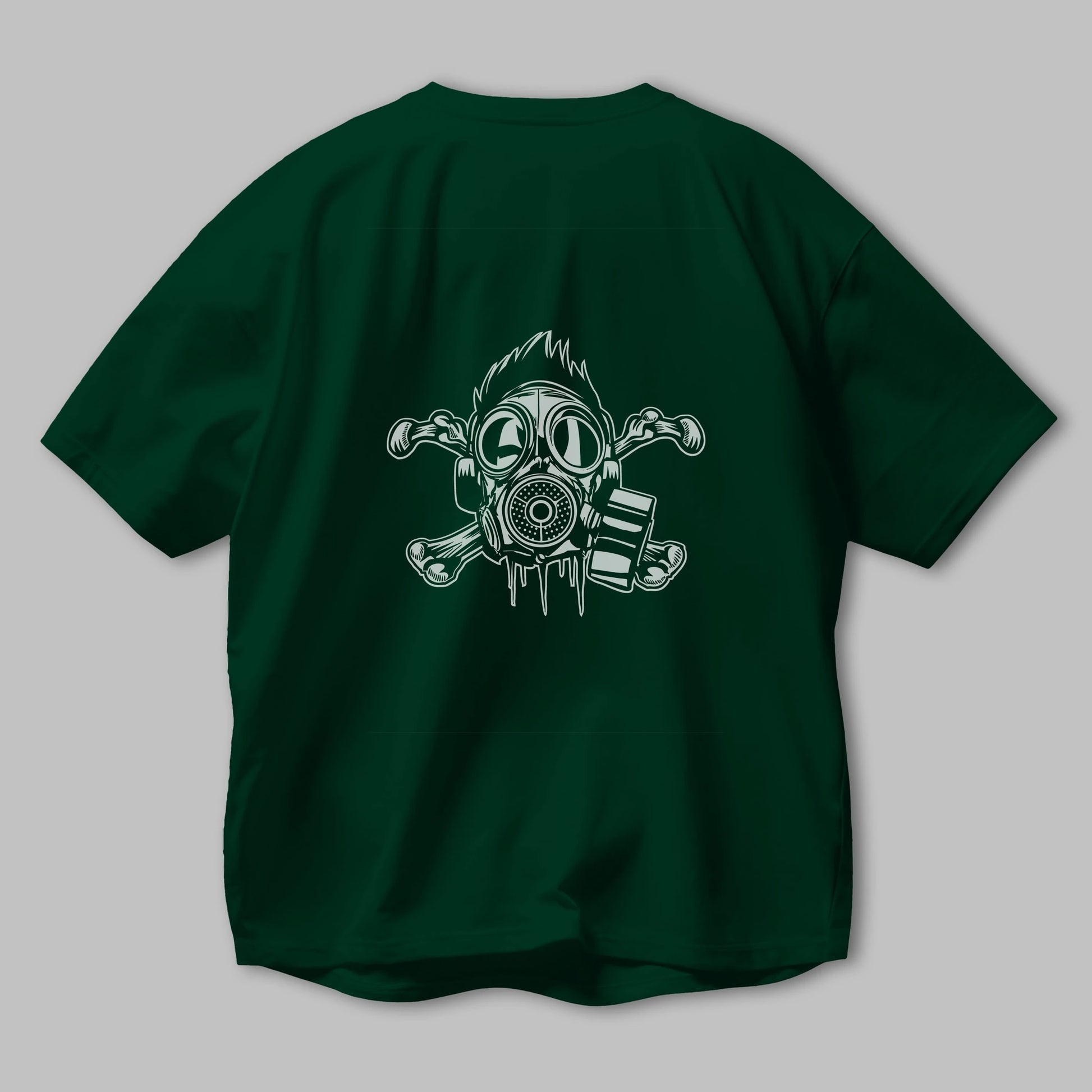 Cross Bones Gasmask Arka Baskılı Oversize t-shirt Erkek Kadın Unisex %100 Pamuk