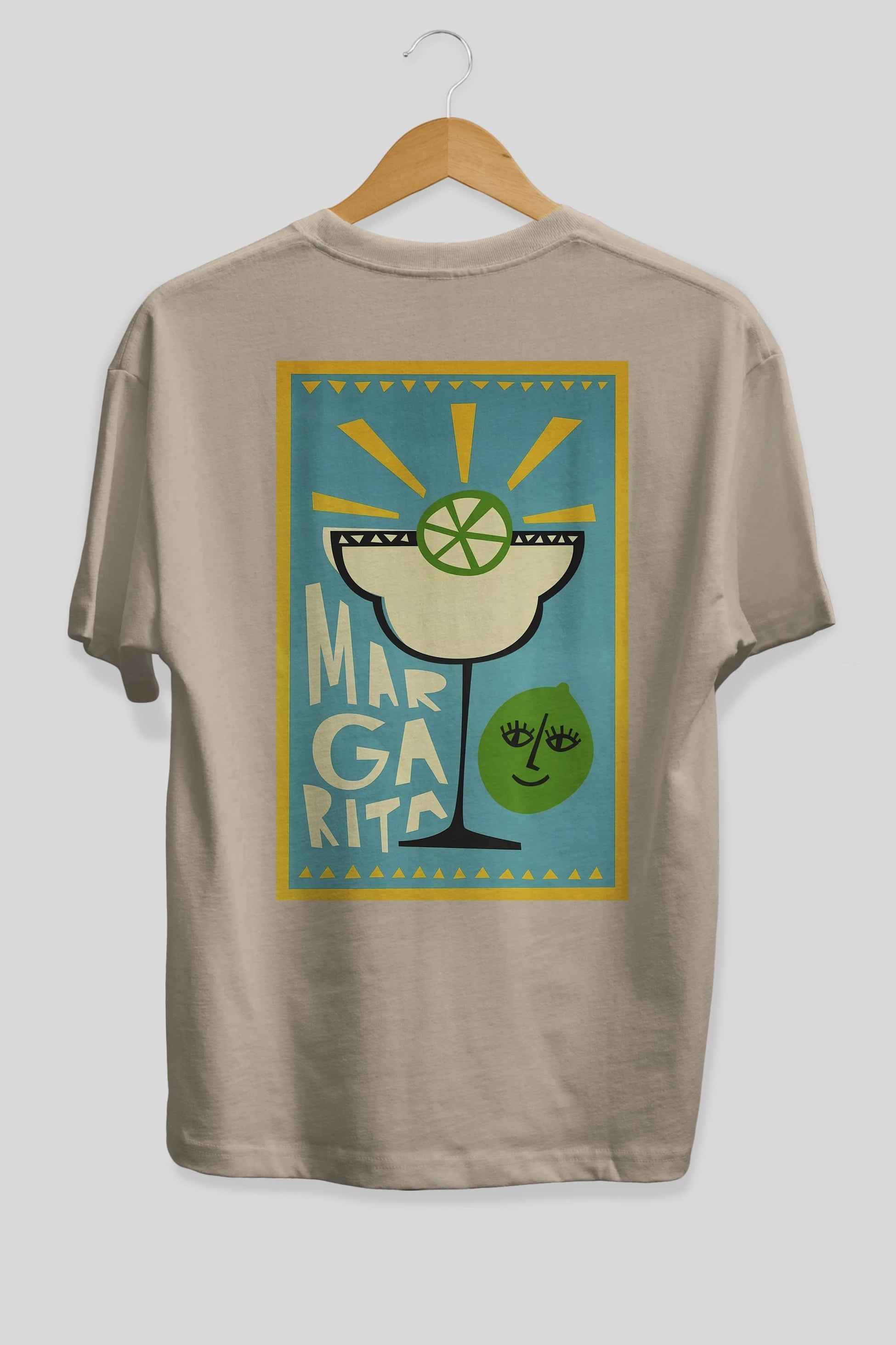 Margarita 4 Arka Baskılı Oversize t-shirt Erkek Kadın Unisex %100 Pamuk Bisiklet Yaka tişort
