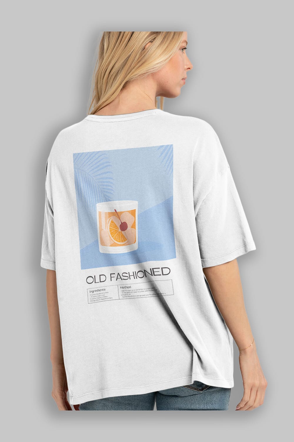 Old Fashioned 3 Arka Baskılı Oversize t-shirt Erkek Kadın Unisex %100 Pamuk Bisiklet Yaka tişort