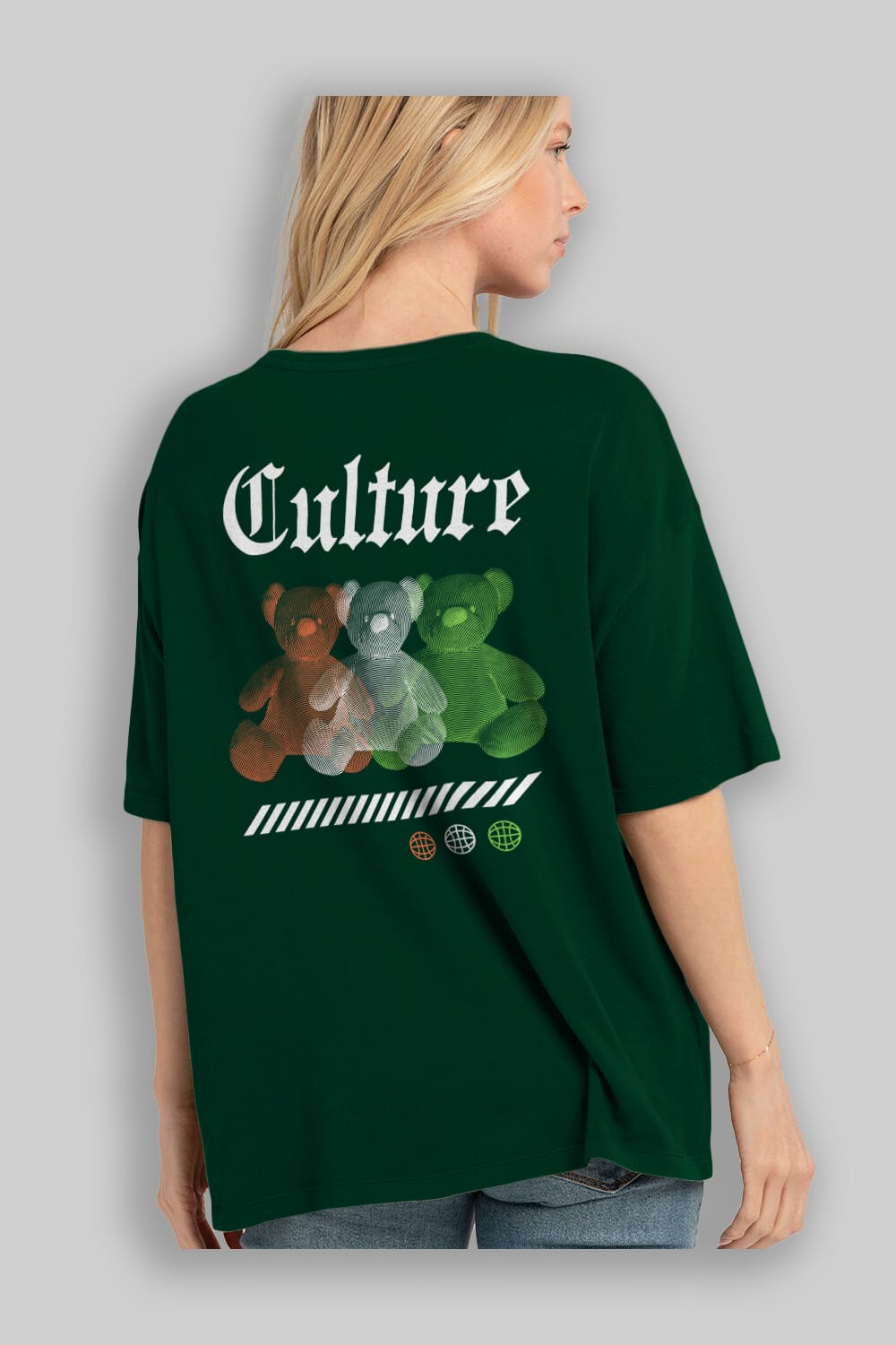Culture Bear Arka Baskılı Oversize t-shirt Erkek Kadın Unisex
