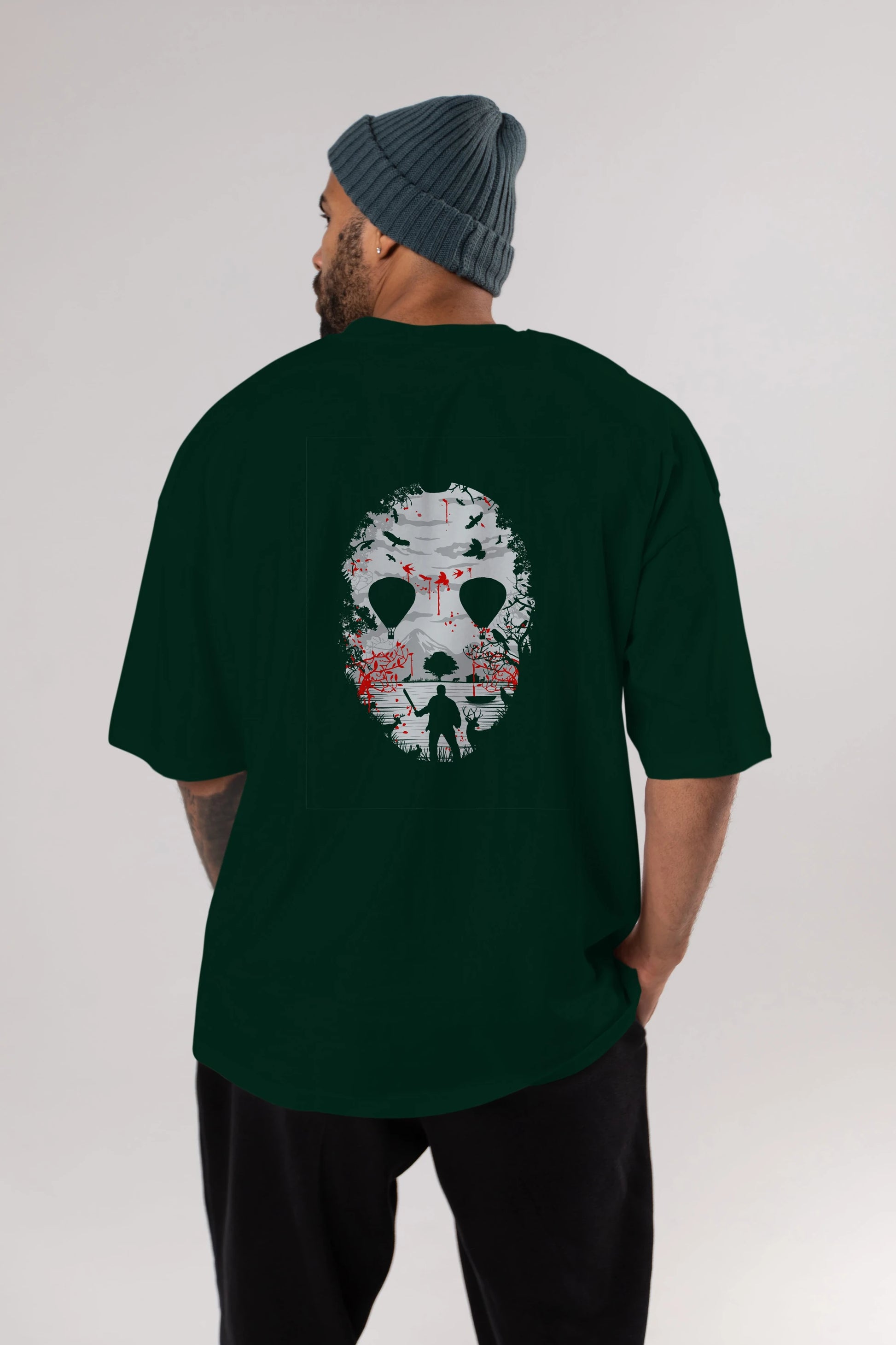 Crystal Lake Arka Baskılı Oversize t-shirt %100 pamuk Erkek Kadın Unisex