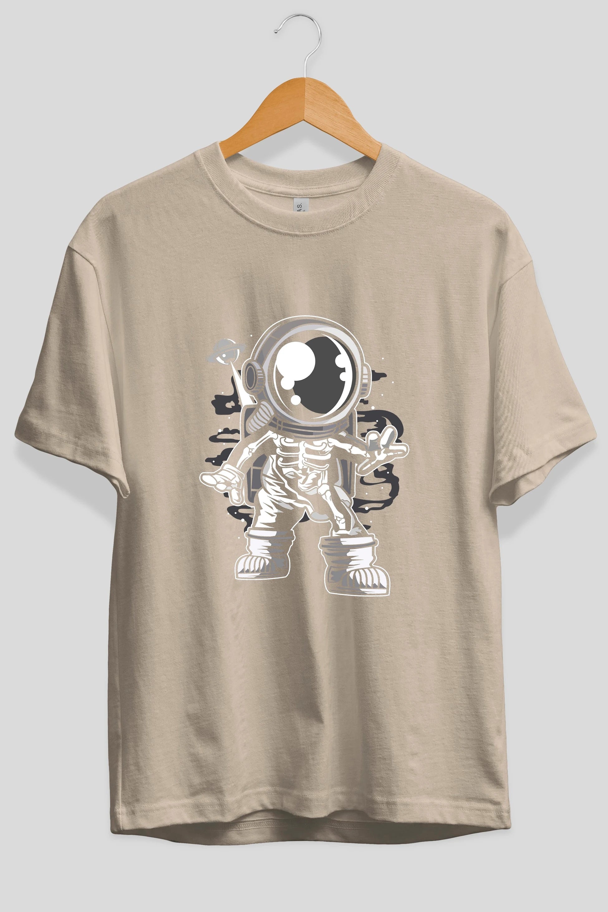 Space Skeleton Ön Baskılı Oversize t-shirt Erkek Kadın Unisex