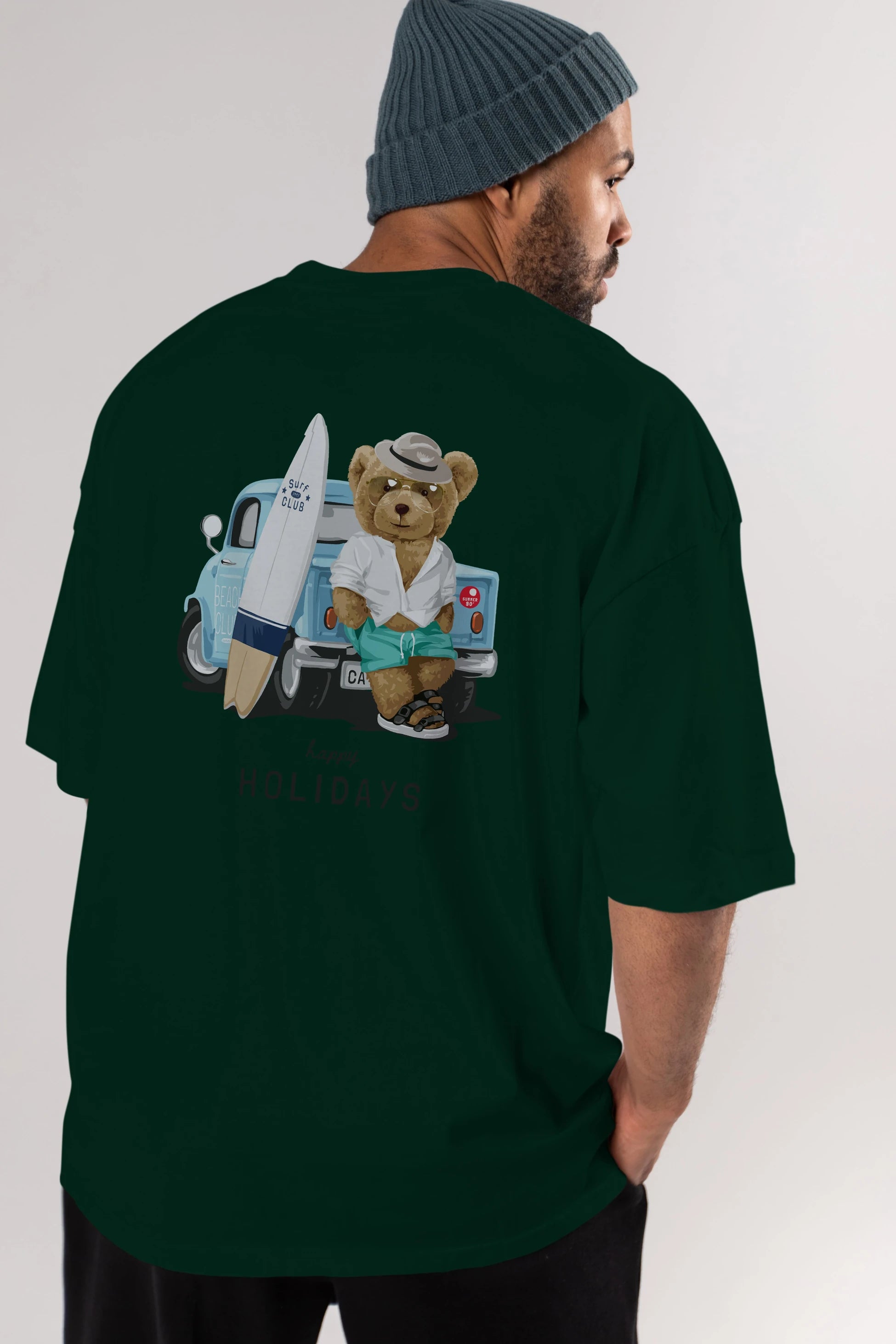 Teddy Bear Surf Club Arka Baskılı Oversize t-shirt Erkek Kadın Unisex %100 Pamuk