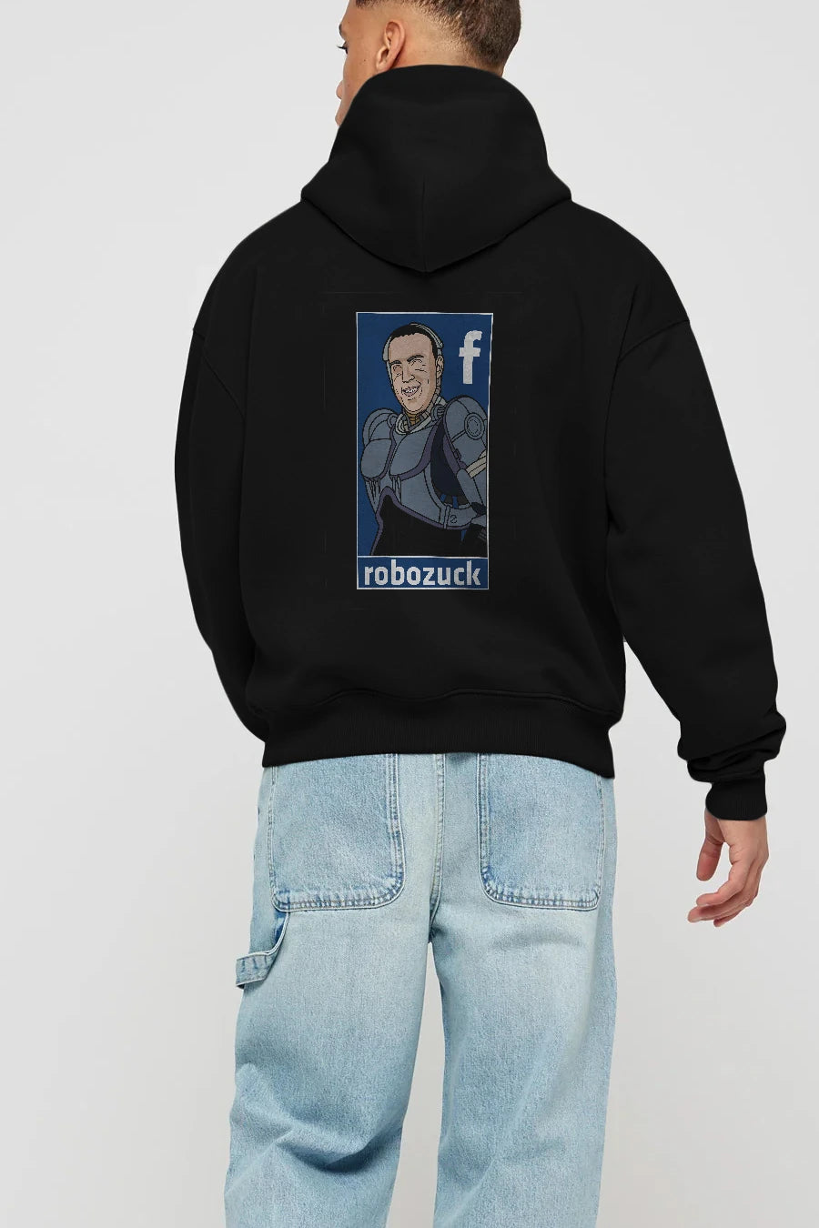 Robozuck Arka Baskılı Hoodie Oversize Kapüşonlu Sweatshirt Erkek Kadın Unisex