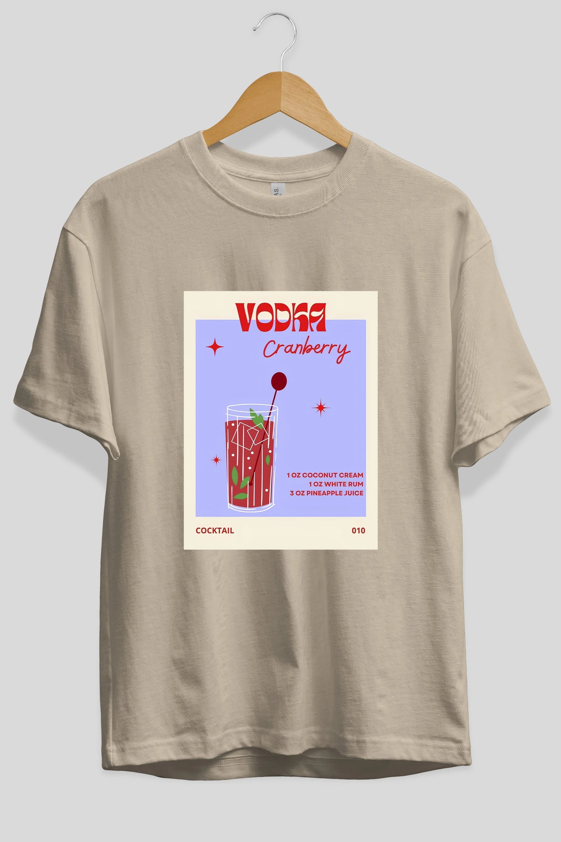 Vodka Cranberry Ön Baskılı Oversize t-shirt Erkek Kadın Unisex %100 Pamuk Bisiklet Yaka tişort