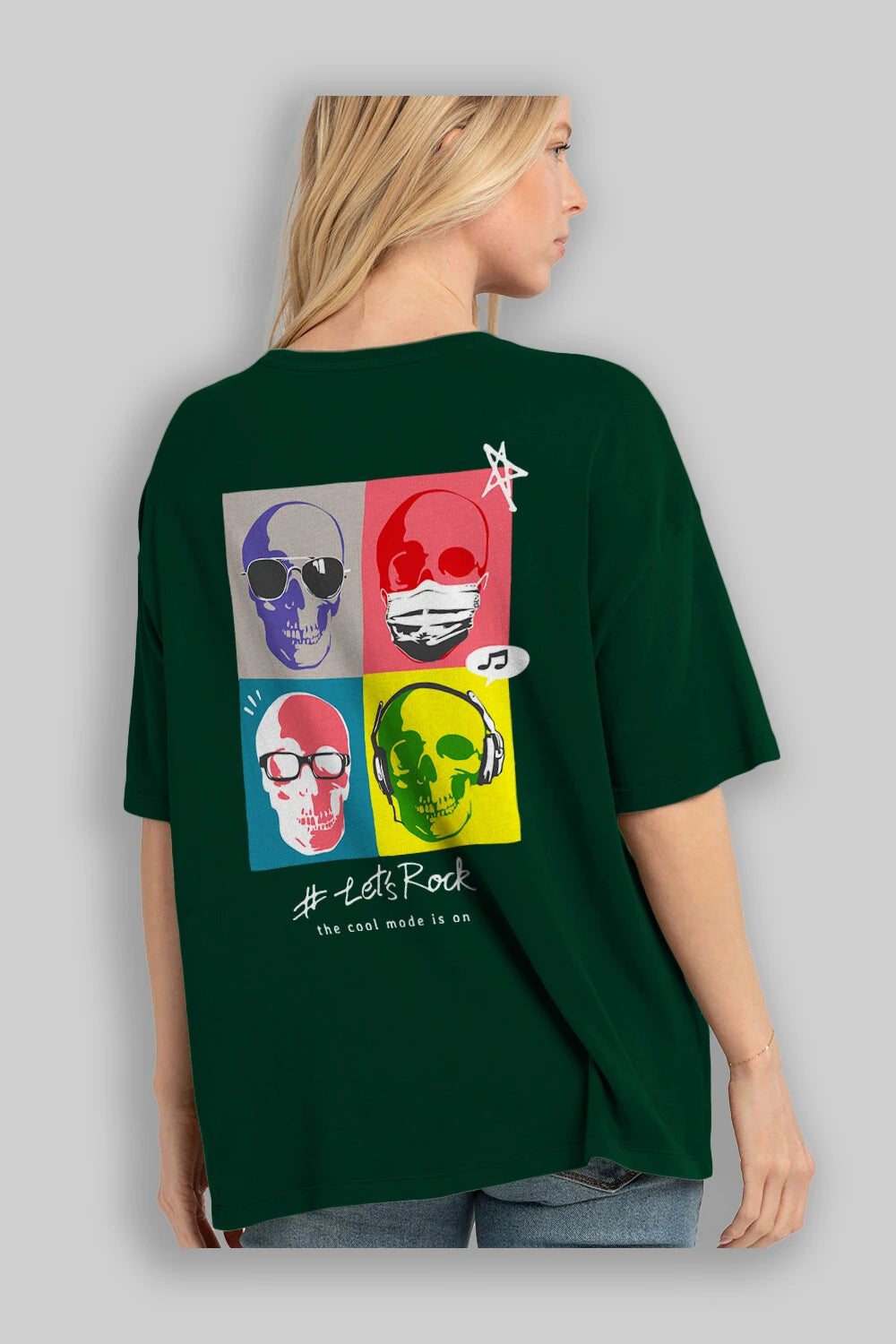 Lets Rock Arka Baskılı Oversize t-shirt Erkek Kadın Unisex