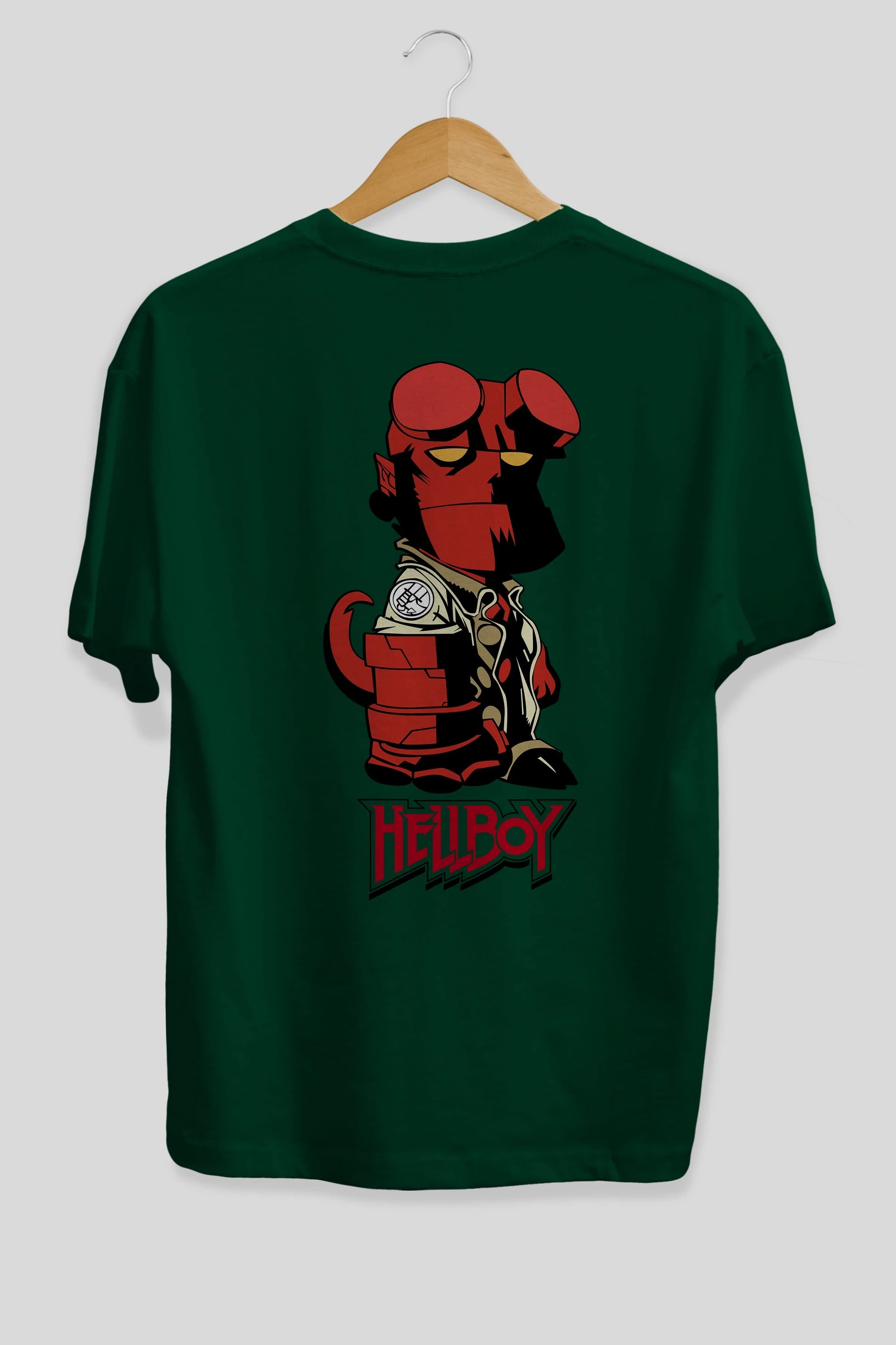 Hellboy (1) Arka Baskılı Oversize t-shirt Erkek Kadın Unisex %100 Pamuk Bisiklet Yaka tişort