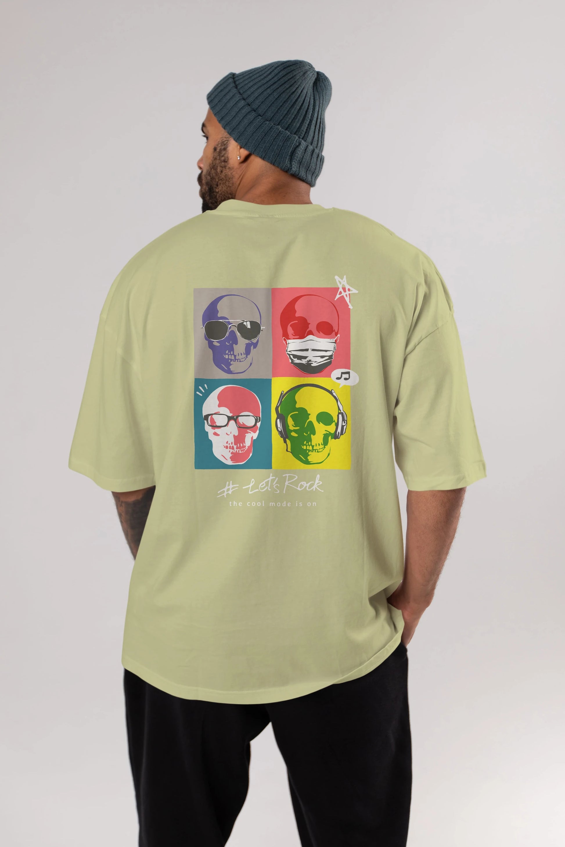 Lets Rock Arka Baskılı Oversize t-shirt Erkek Kadın Unisex