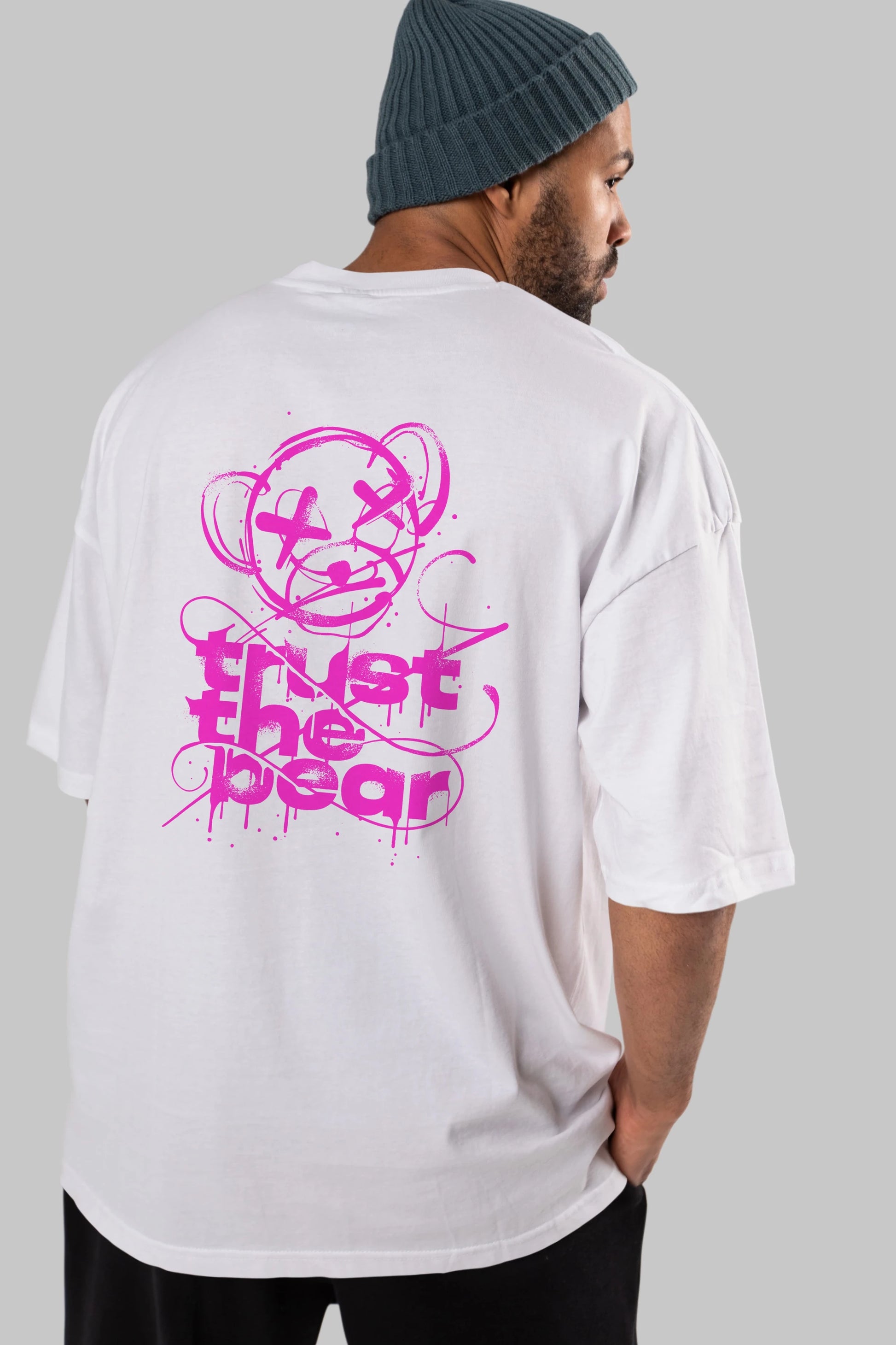 Trust The Bear 2 Arka Baskılı Oversize t-shirt Erkek Kadın Unisex