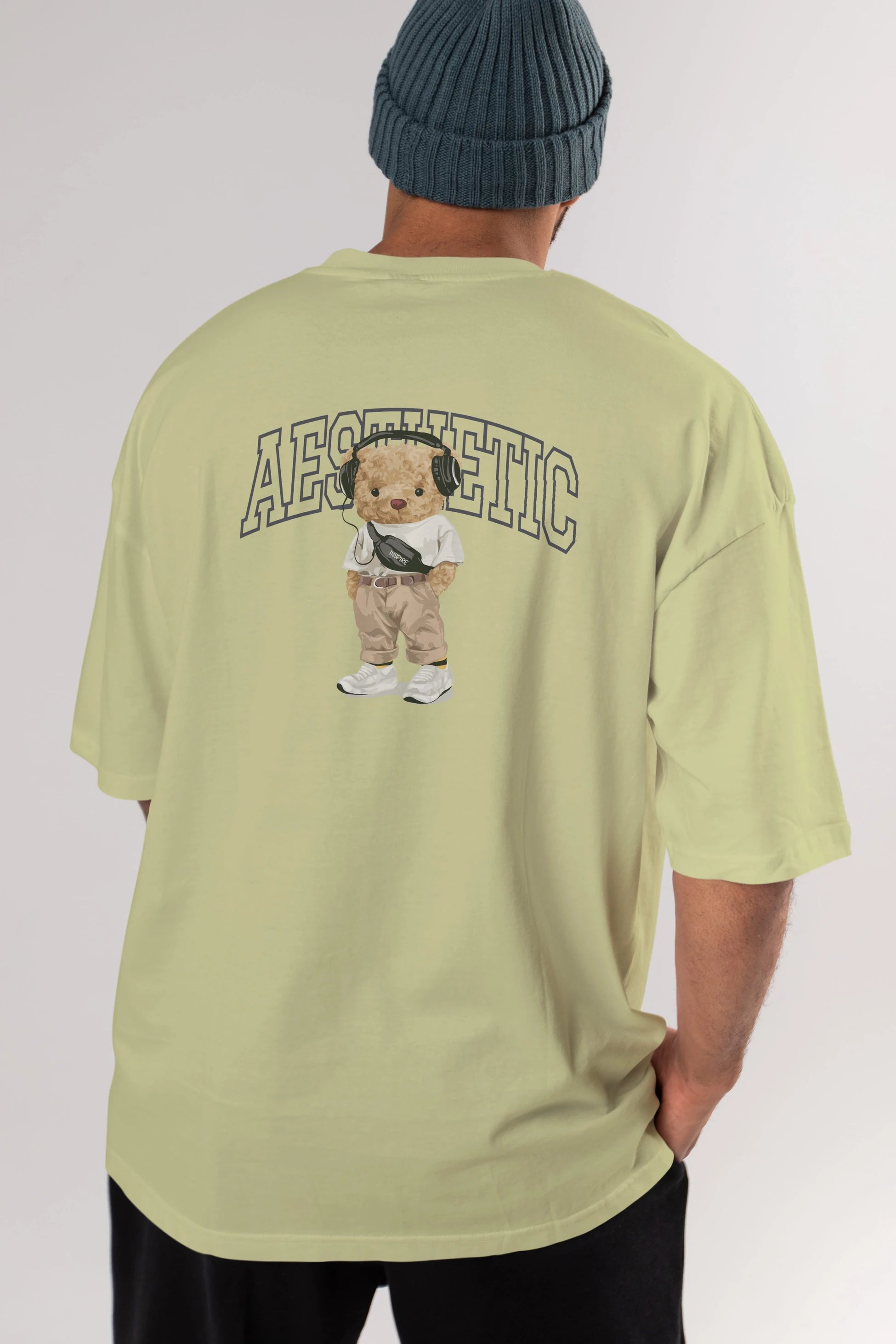 Teddy Bear Aesthetıc Arka Baskılı Oversize t-shirt Erkek Kadın Unisex %100 Pamuk