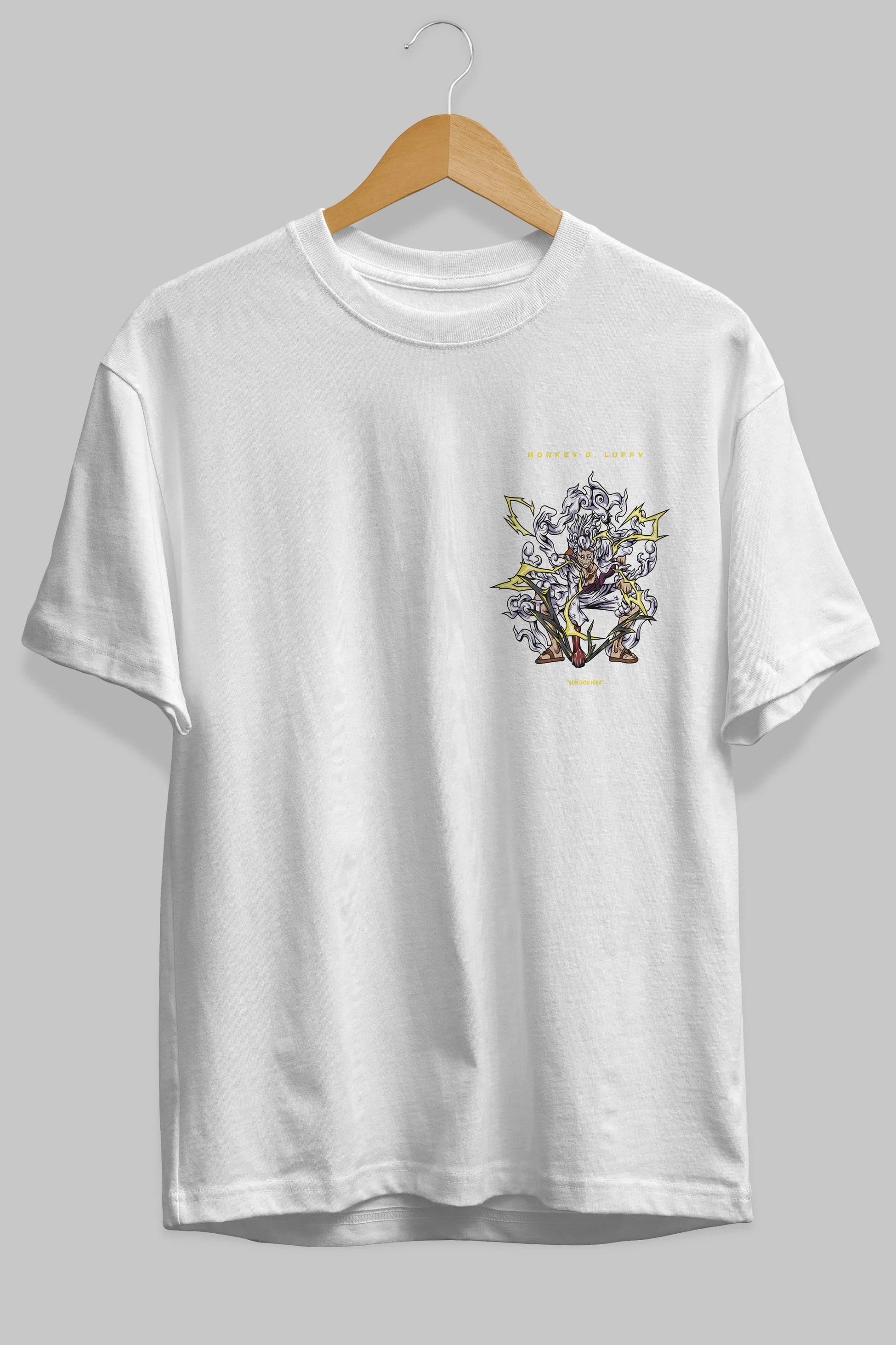Monkey D. Luffy GEAR5 1 Ön Sol Baskılı Oversize t-shirt Erkek Kadın Unisex %100 Pamuk Bisiklet Yaka tişort