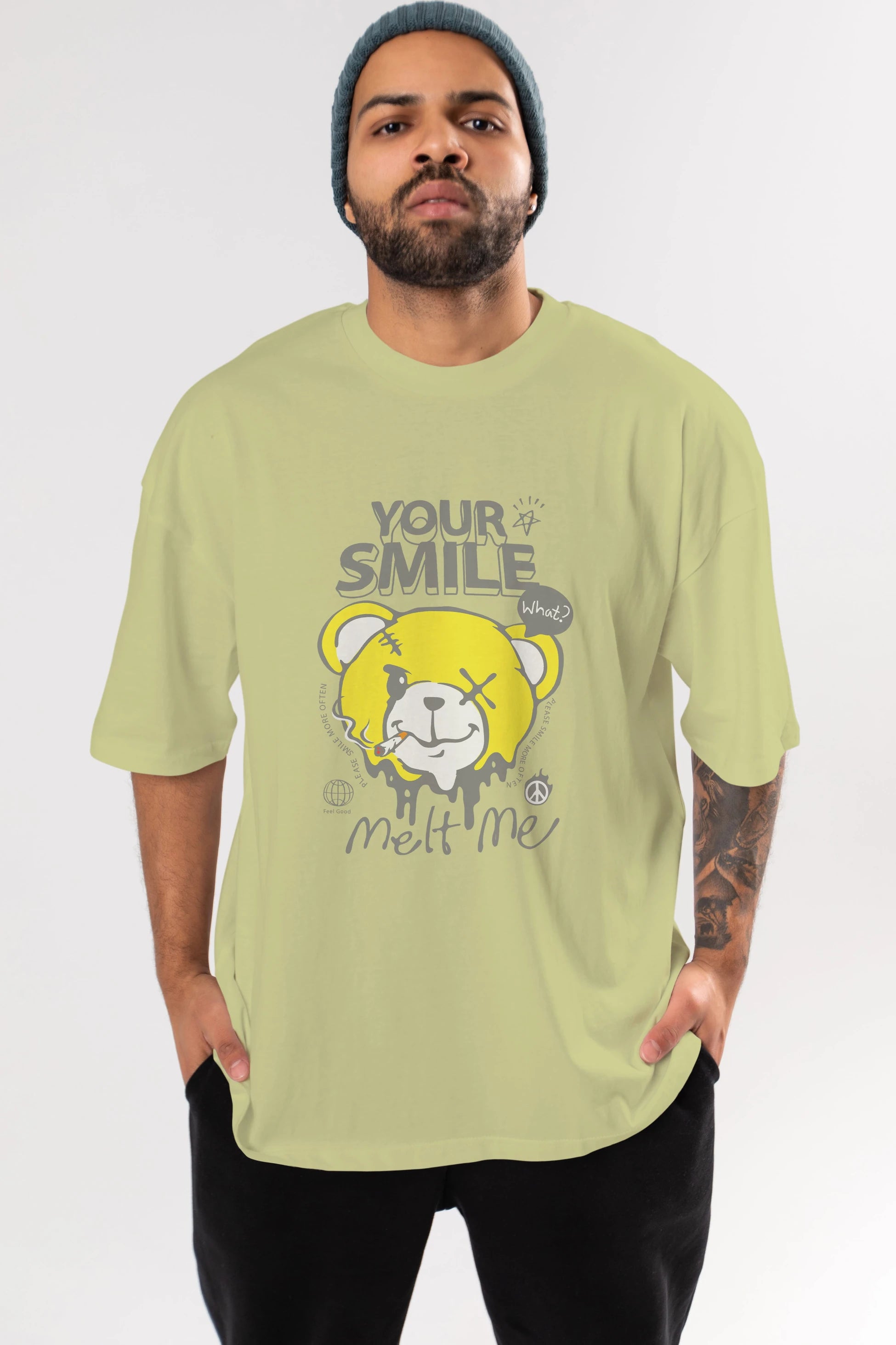 Your Smile Bear Ön Baskılı Oversize t-shirt Erkek Kadın Unisex