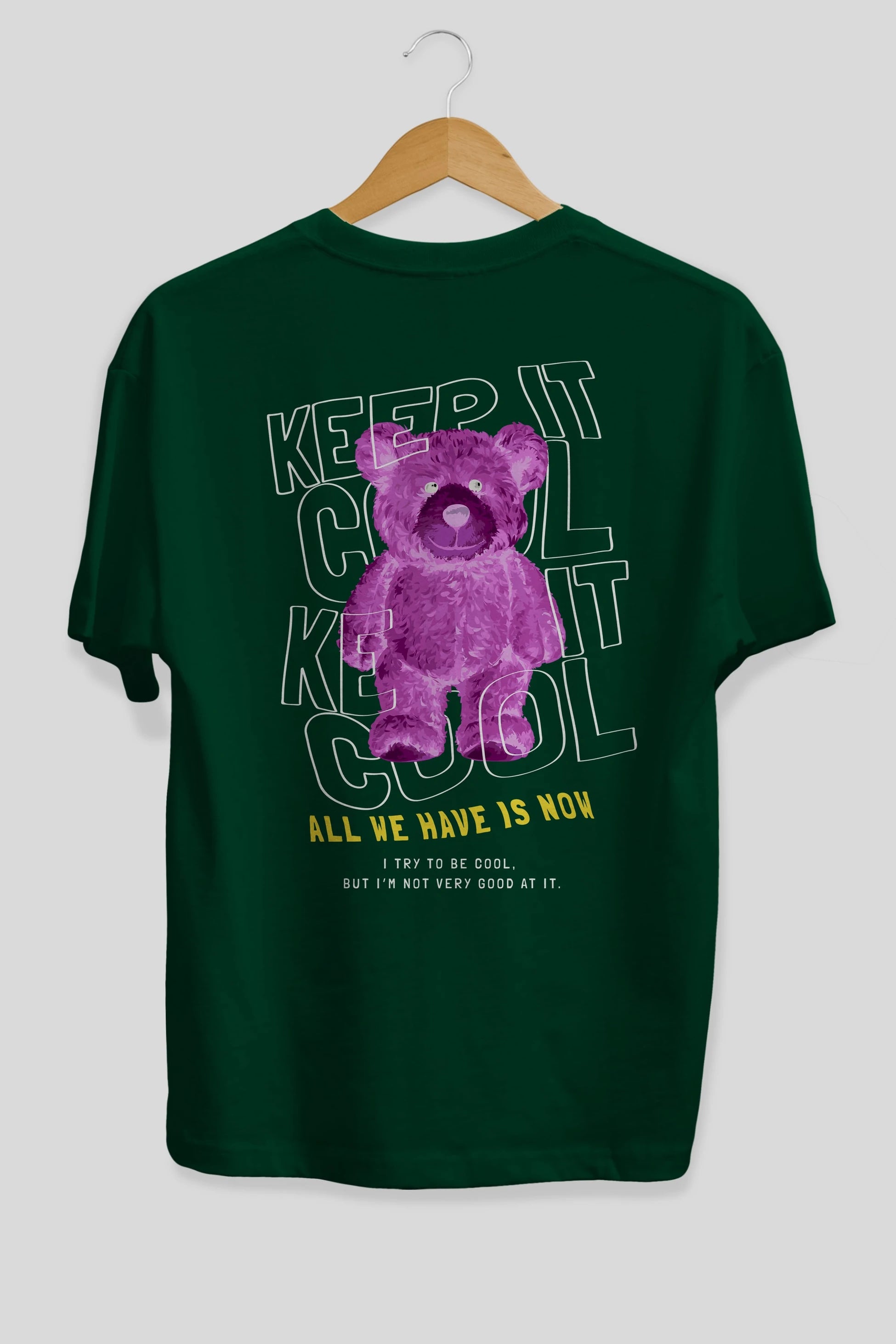 Keep it Cool Bear Arka Baskılı Oversize t-shirt Erkek Kadın Unisex