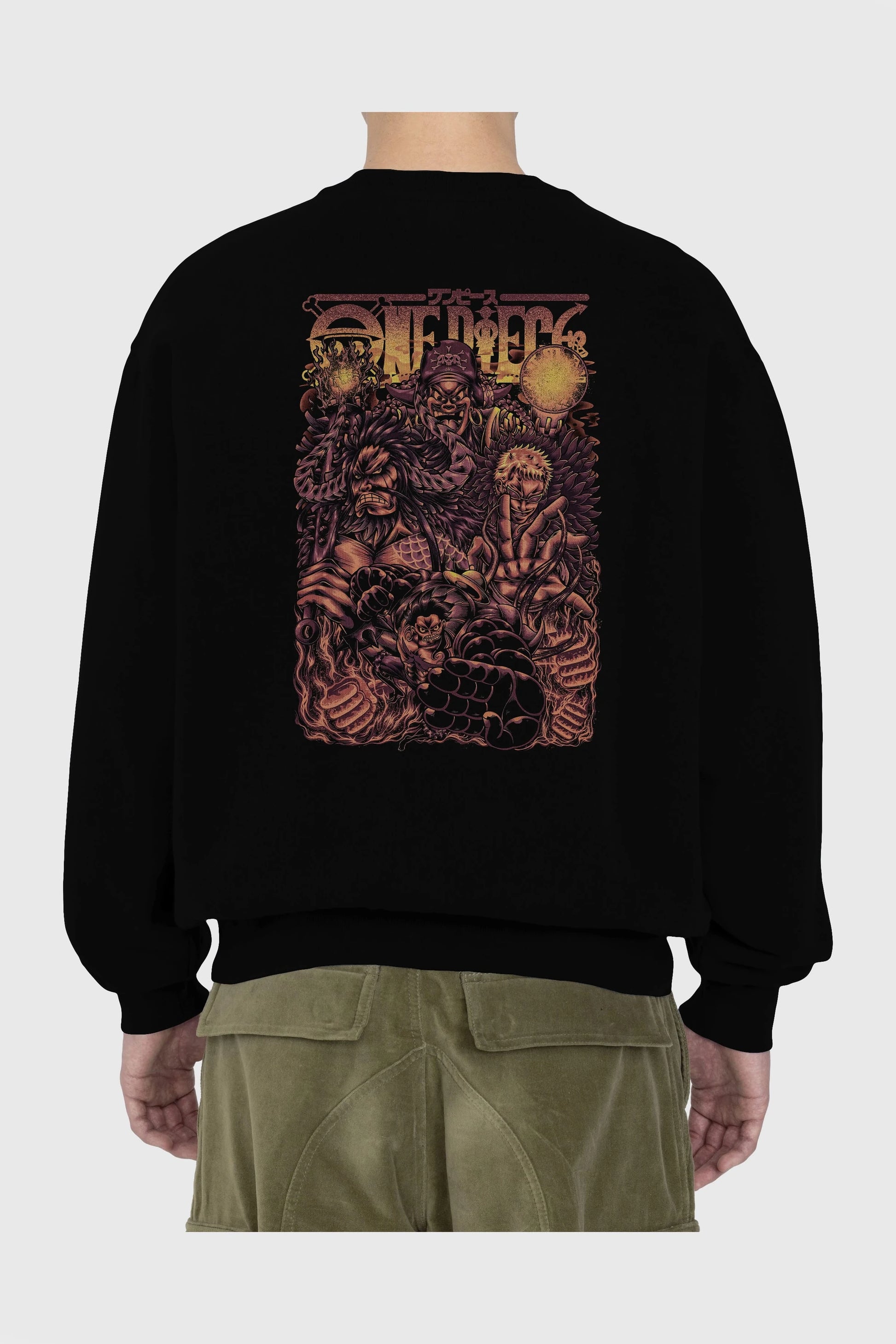 ONE PIECE Anime Arka Baskılı Oversize Sweatshirt Erkek Kadın Unisex