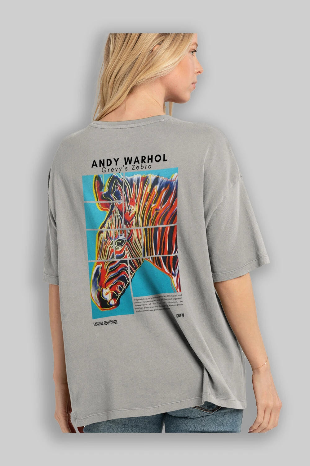 Andy Warhol Arka Baskılı Oversize t-shirt Erkek Kadın Bisiklet Yaka Pamuk tişort
