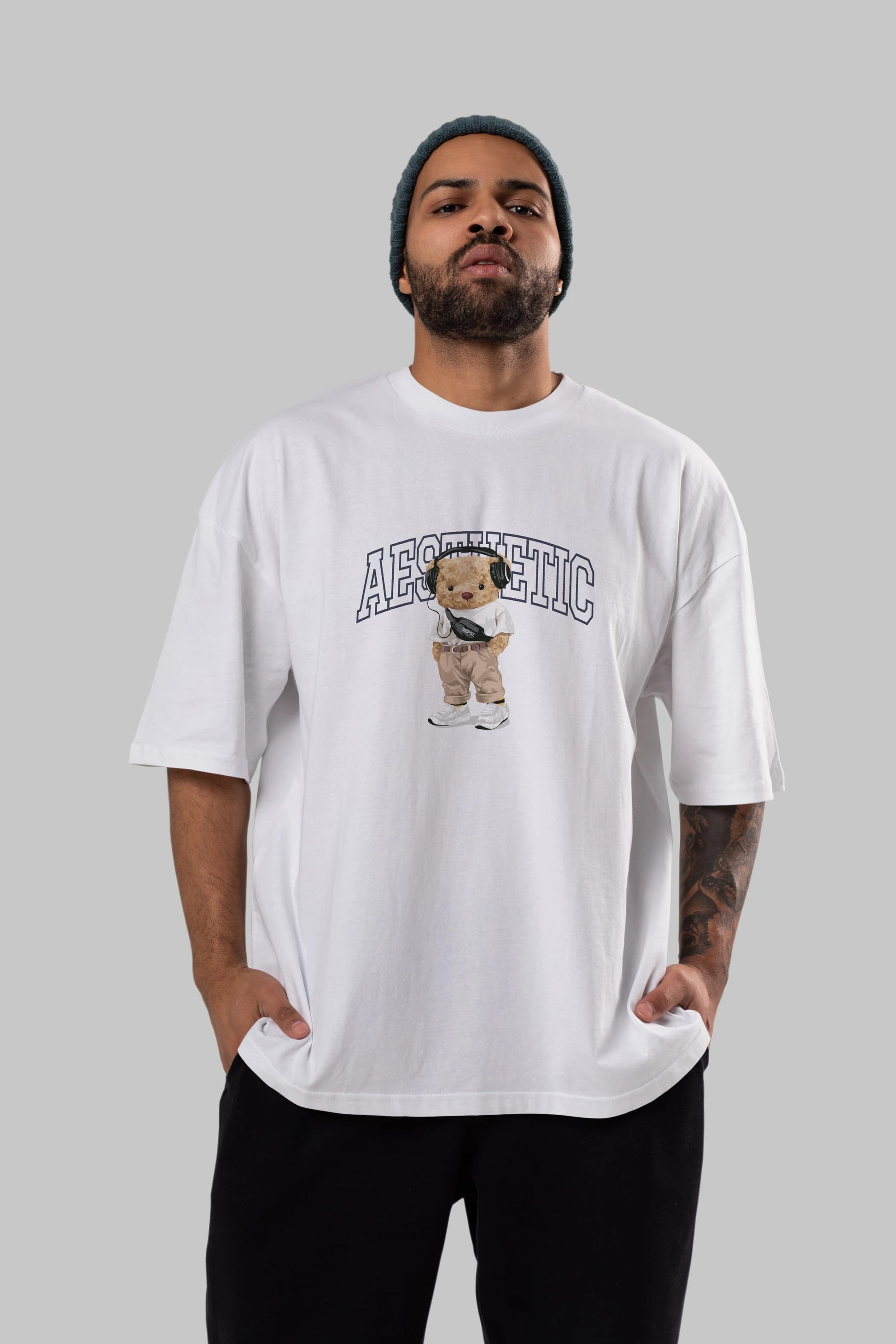 Teddy Bear Aesthetıc Ön Baskılı Oversize t-shirt Erkek Kadın Unisex %100 Pamuk