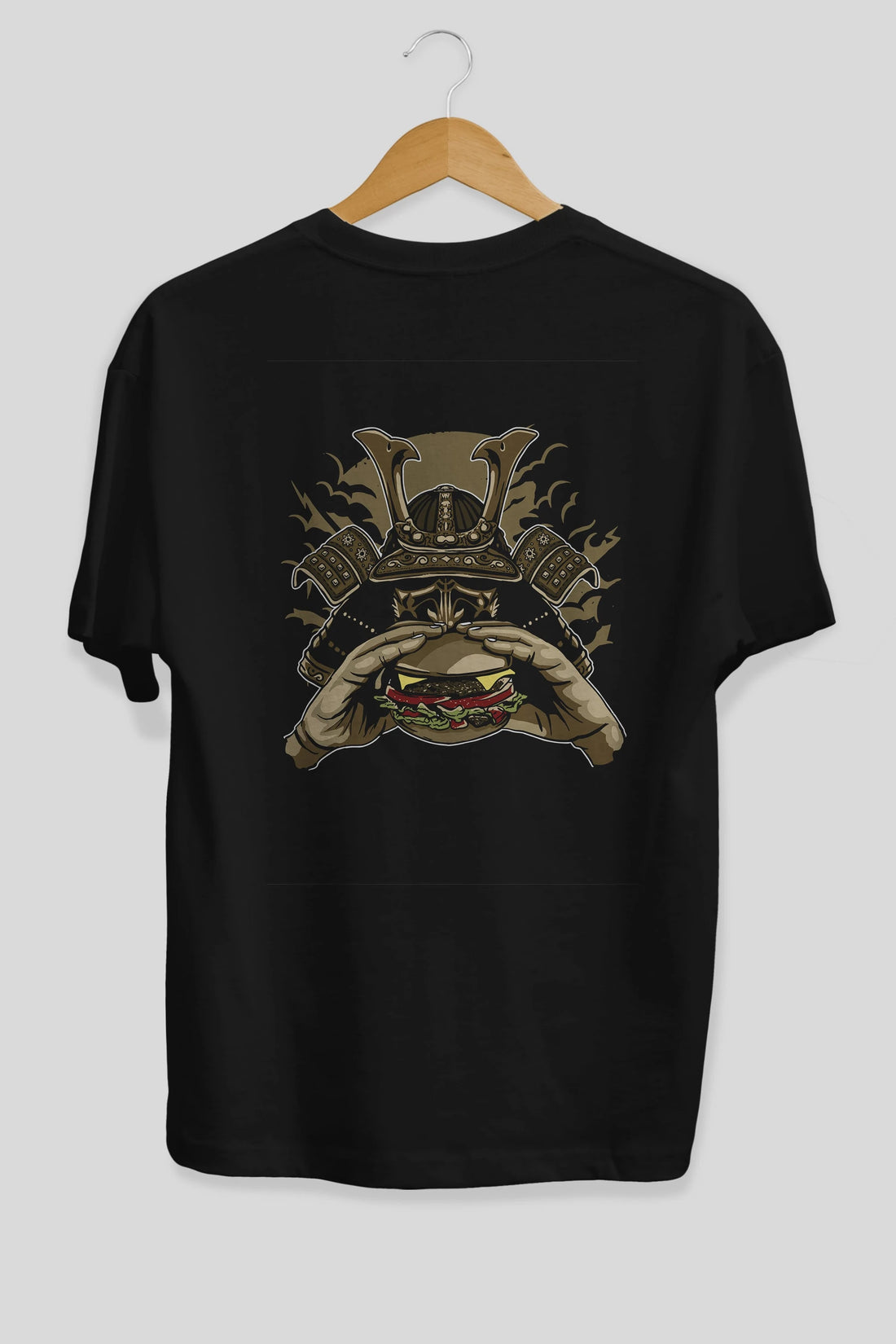 Samurai Burger Arka Baskılı Oversize t-shirt Erkek Kadın Unisex %100 Pamuk