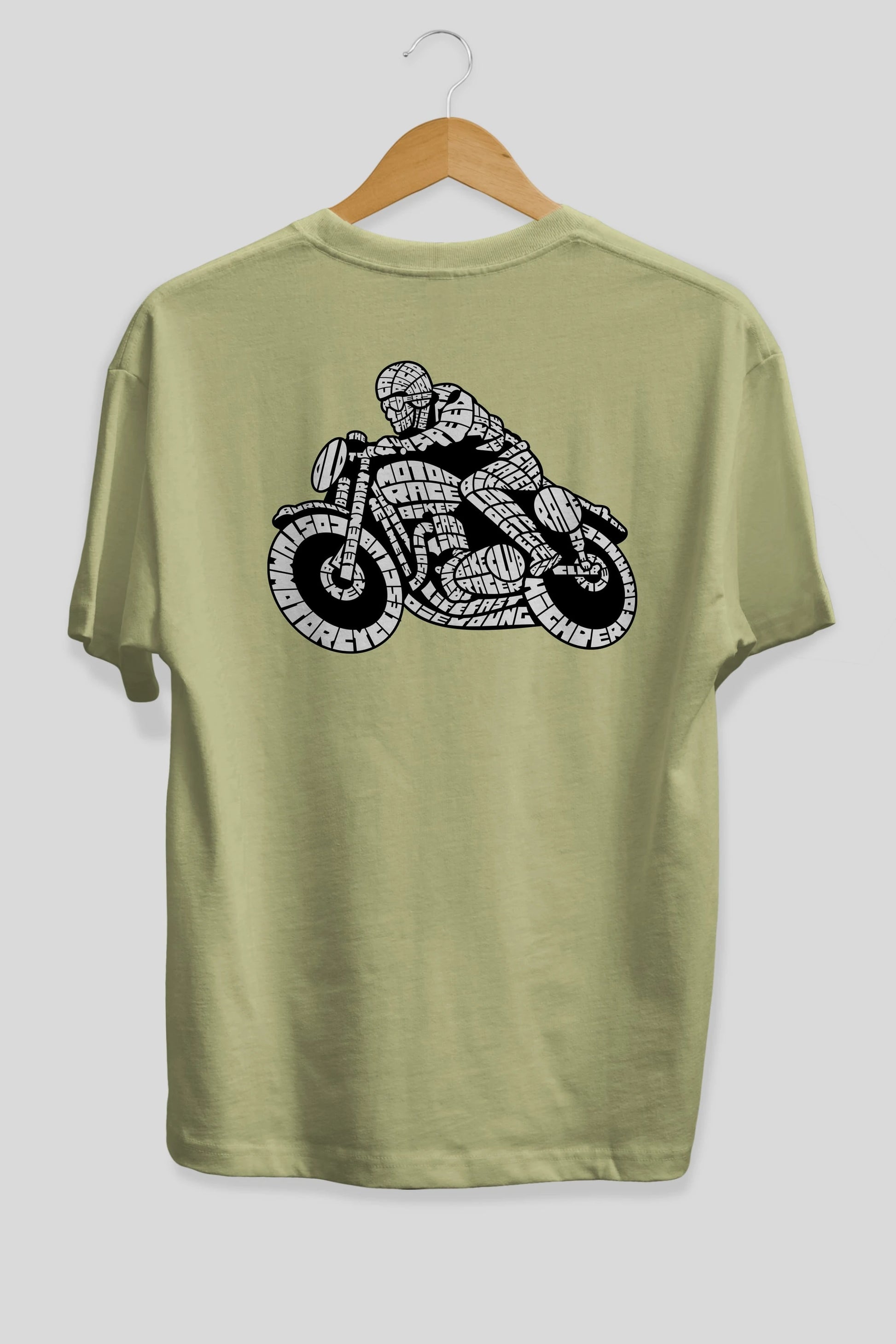 Caferacer Arka Baskılı Oversize t-shirt %100 pamuk Erkek Kadın Unisex