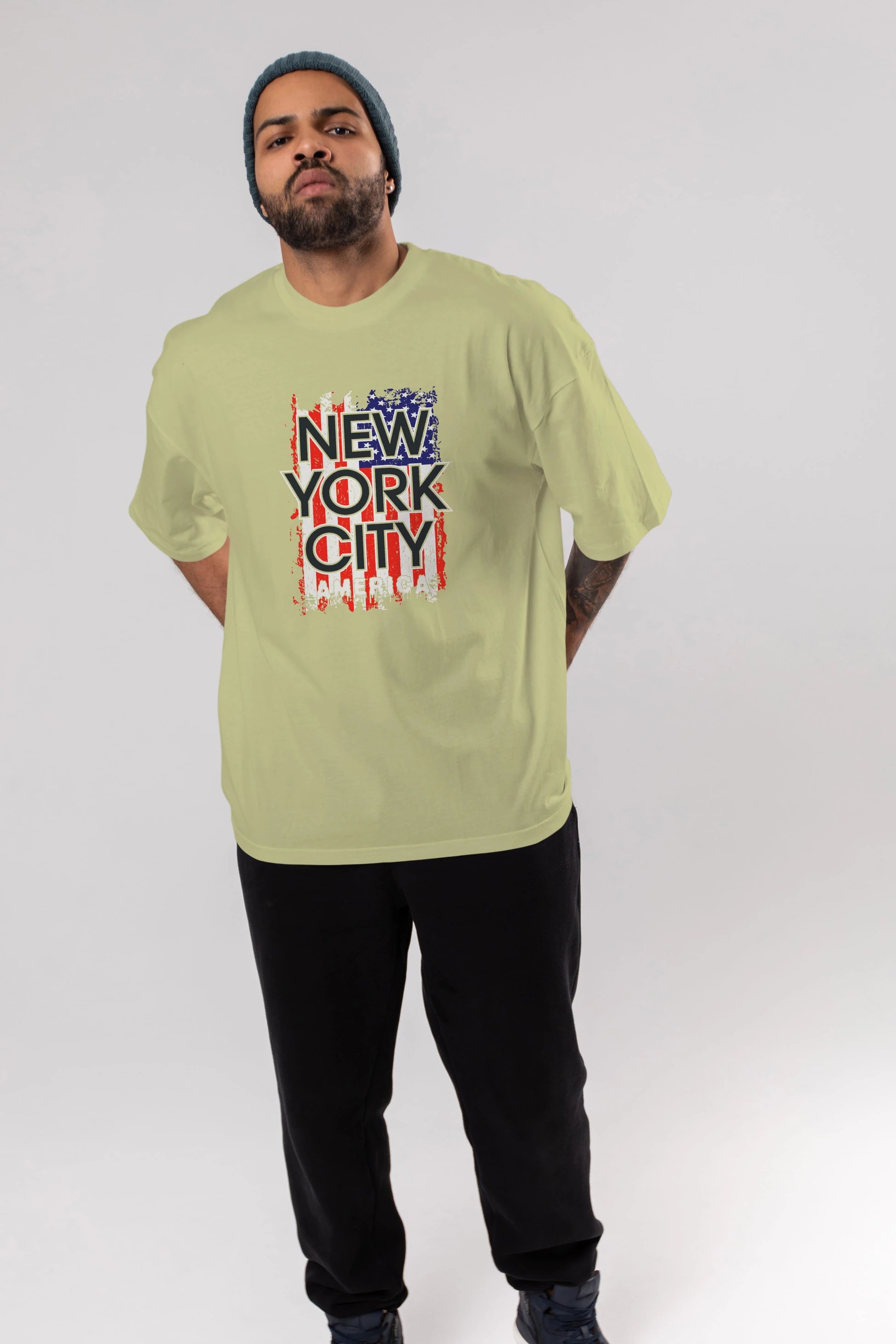 New York City 2 Ön Baskılı Oversize t-shirt Erkek Kadın Unisex